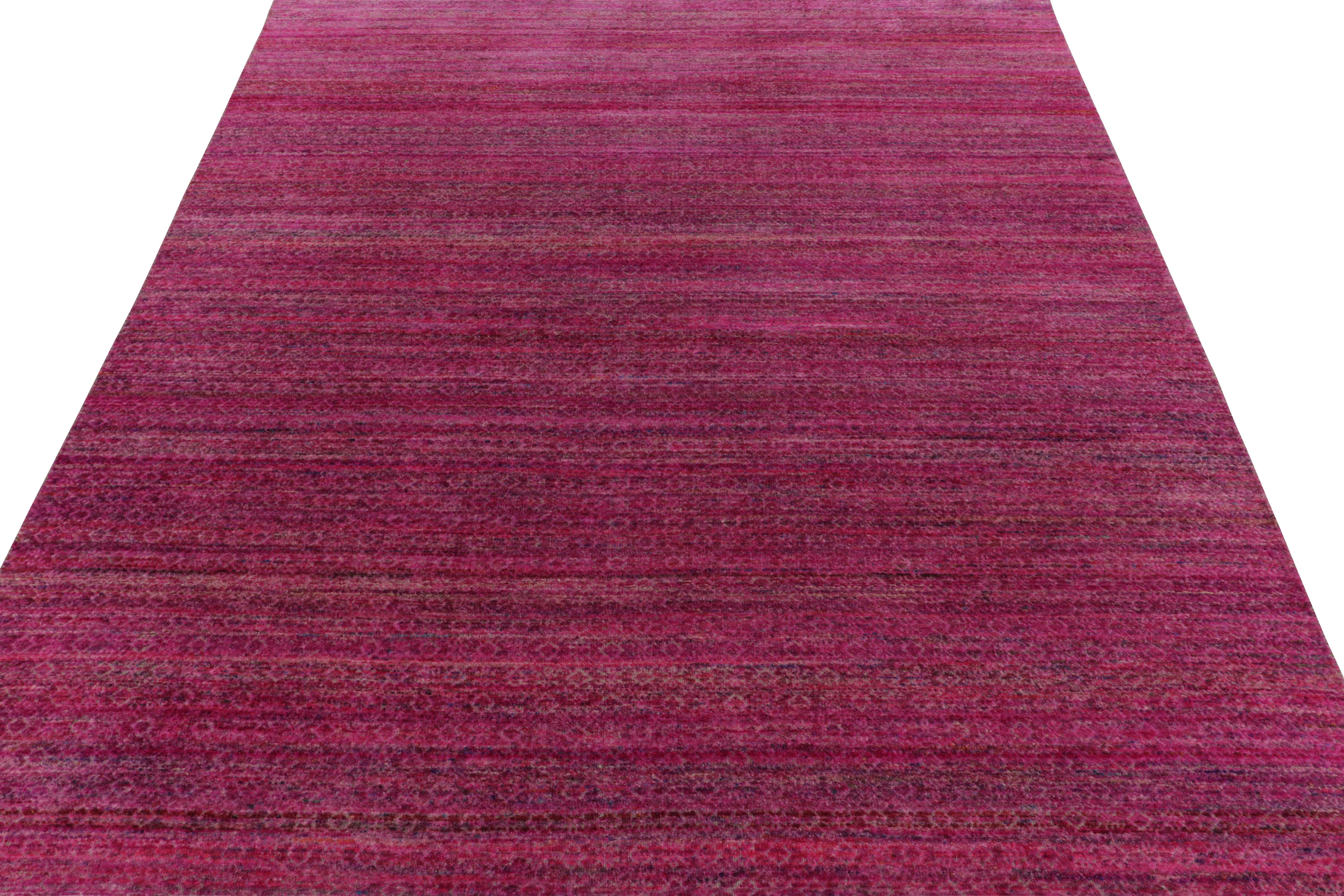 Modern Rug & Kilim’s Contemporary Rug in Pink and Red Striae For Sale