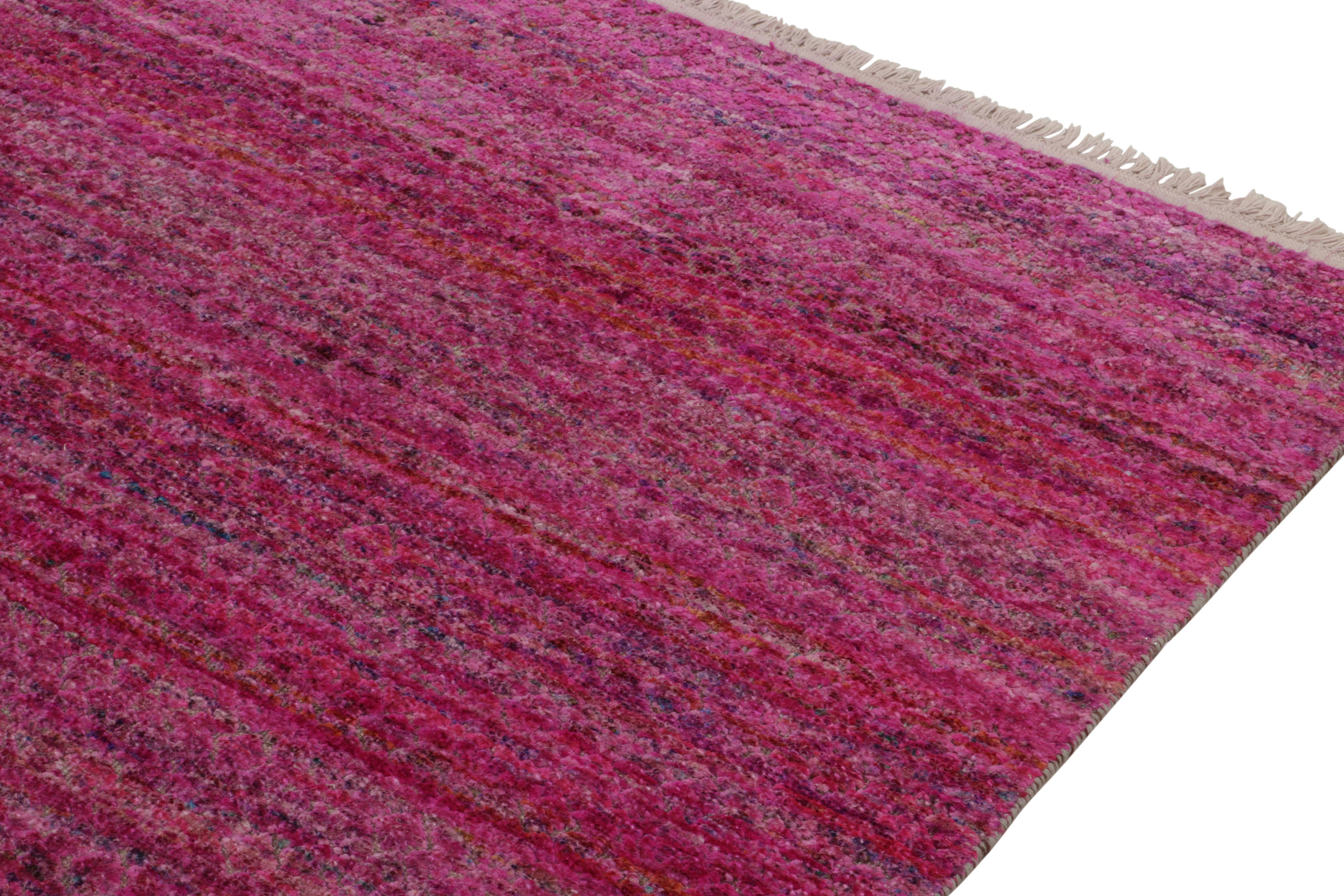 Hand-Knotted Rug & Kilim’s Contemporary Rug in Pink and Red Striae For Sale