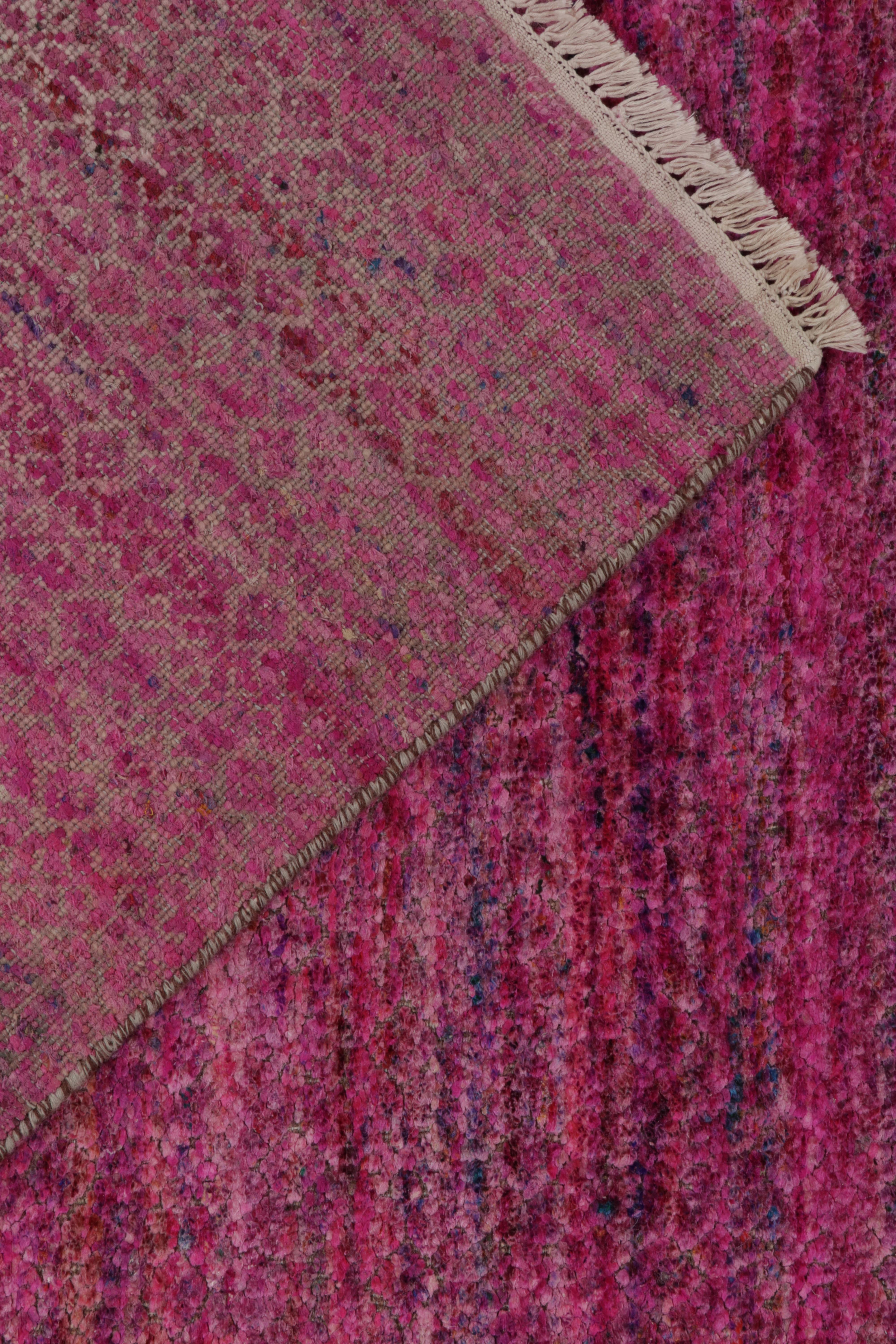 Silk Rug & Kilim’s Contemporary Rug in Pink and Red Striae For Sale