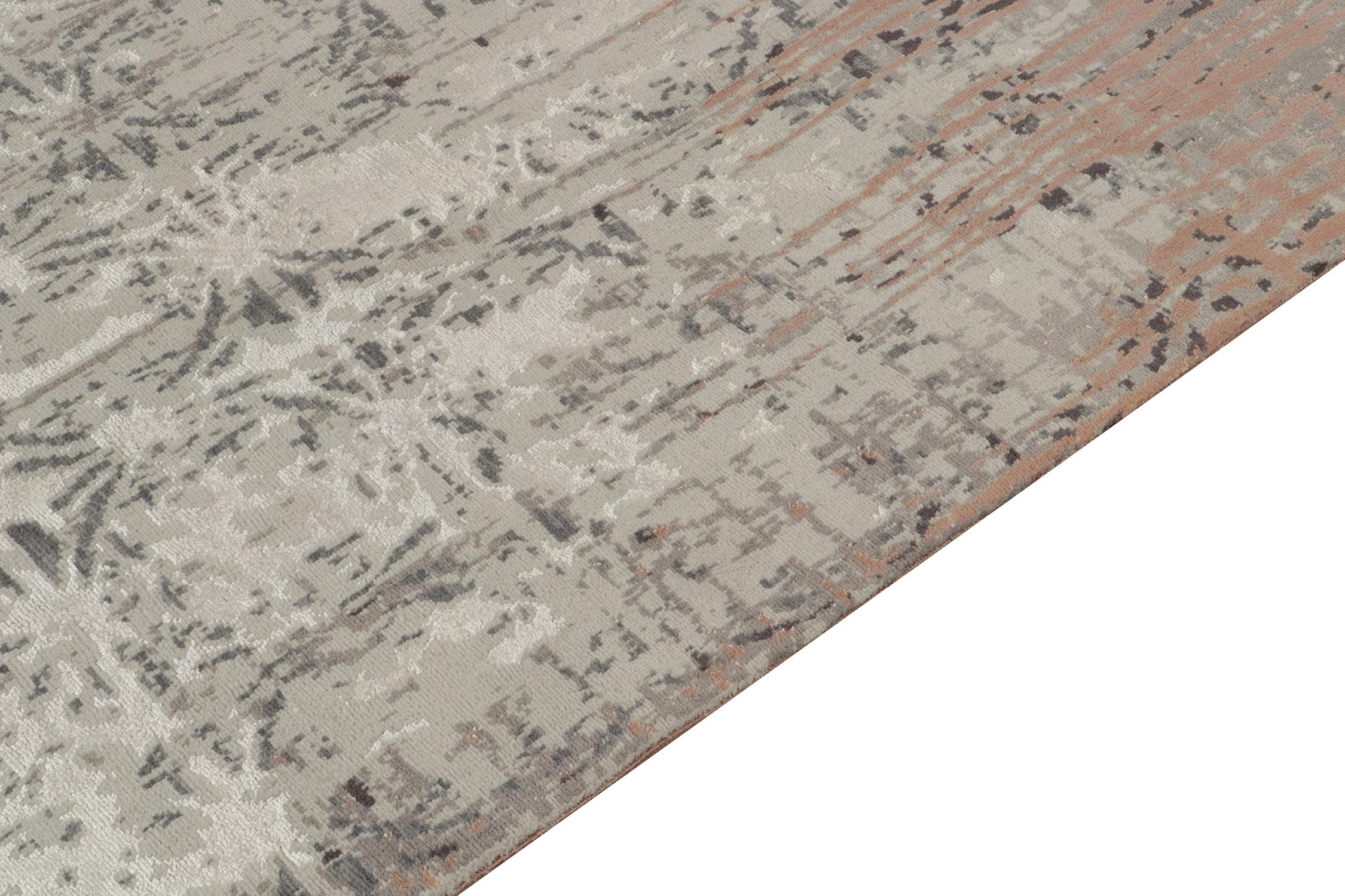 Zeitgenössischer Teppich von Rug & Kilim in Rosa und Grau mit abstraktem Muster (Handgeknüpft) im Angebot