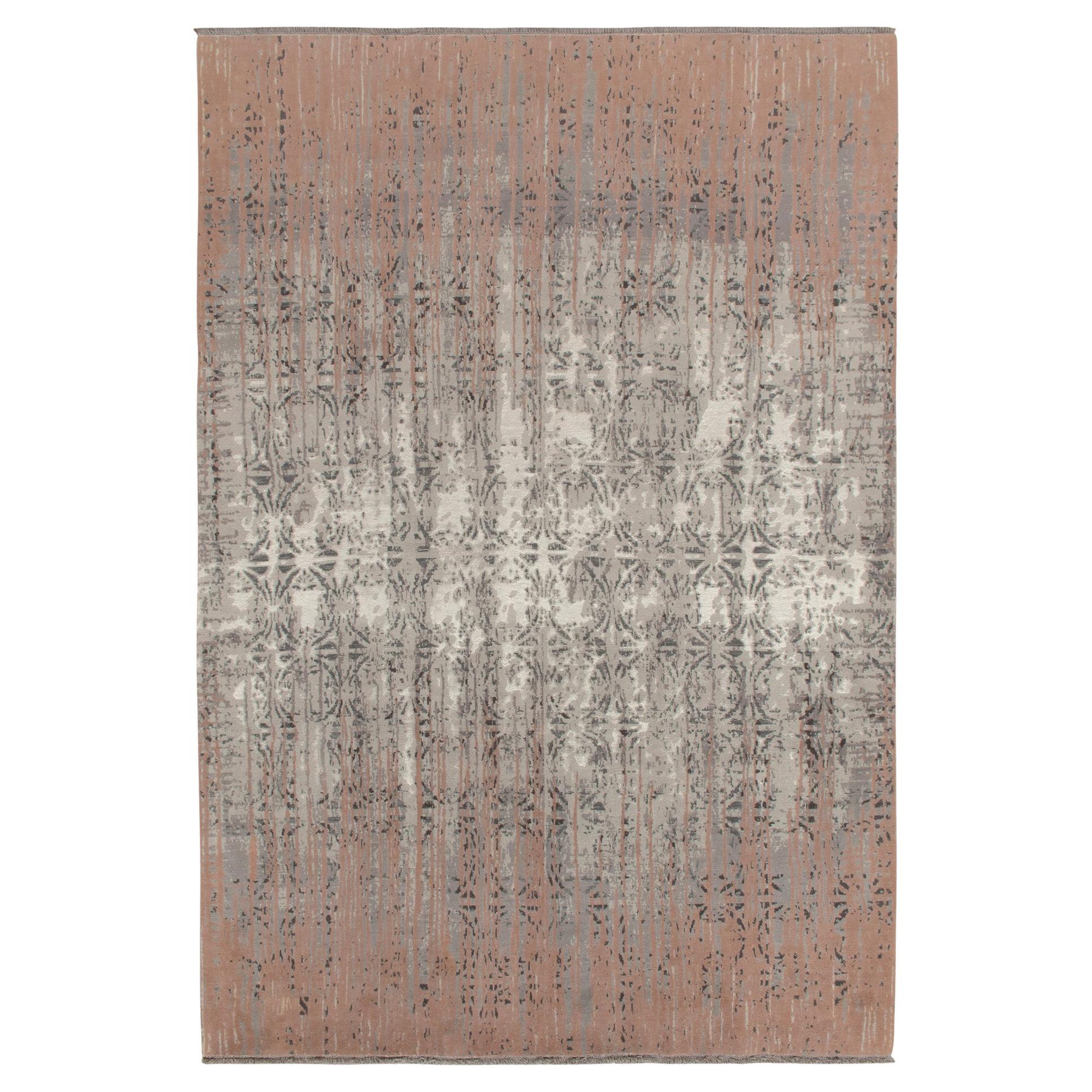 Teppich & Kilims Zeitgenössischer Teppich in Rosa & Grau mit abstraktem Muster