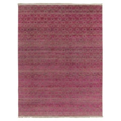 Rug & Kilim's Contemporary-Teppich in Rosa mit Hoch-Tief-Gitter-Muster