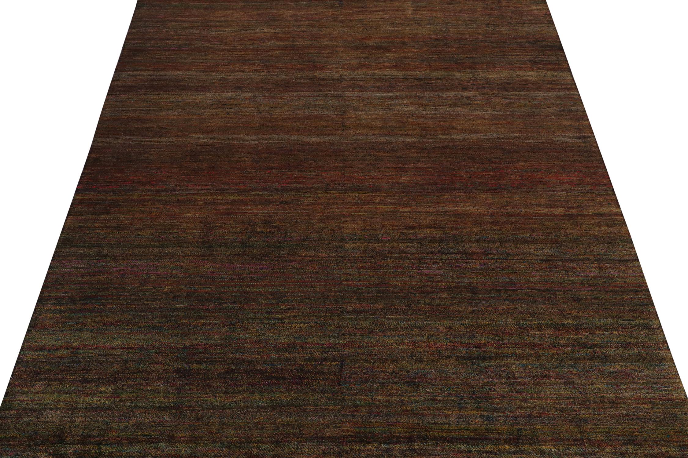 Modern Rug & Kilim’s Contemporary rug in Plain Brown with Striae Black Undertones For Sale