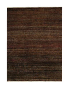 Tapis contemporain Kilim & Tapis brun clair avec des nuances noires striées