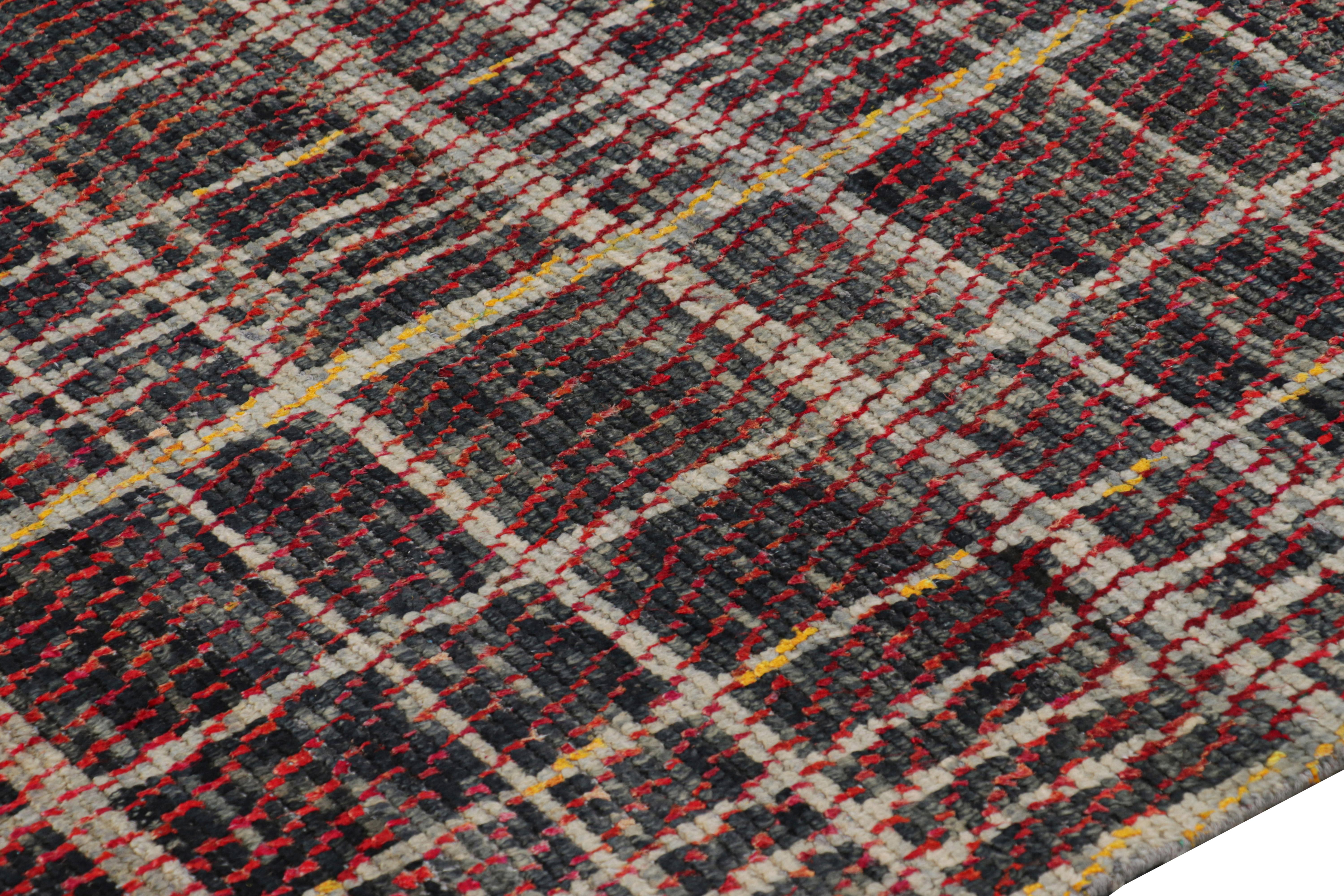 Modern Rug & Kilim’s Contemporary Rug in Red with Stripes and Geometric Patterns For Sale