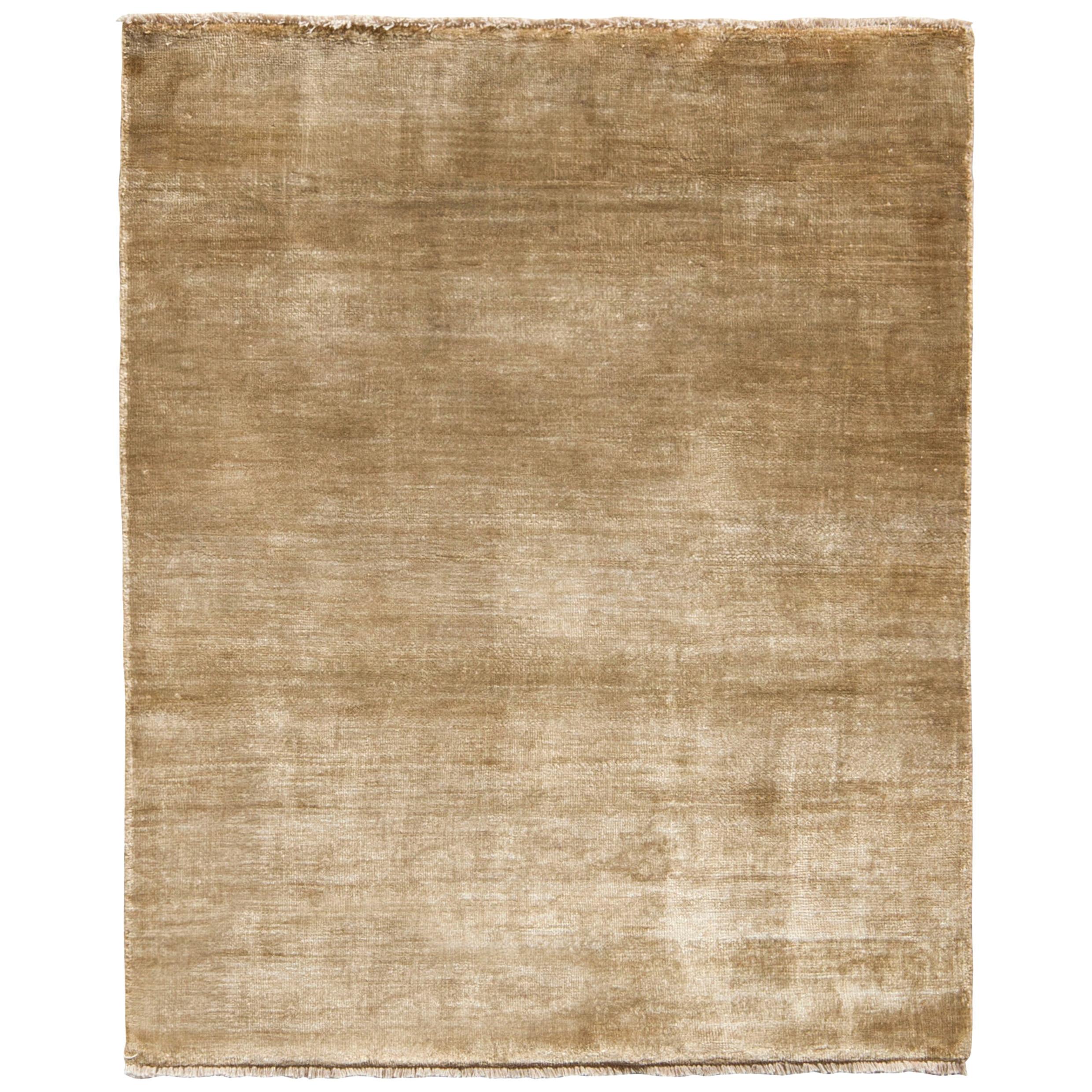 Rug & Kilim's Contemporary Rug in Solid Beige Brown Open Field For Sale