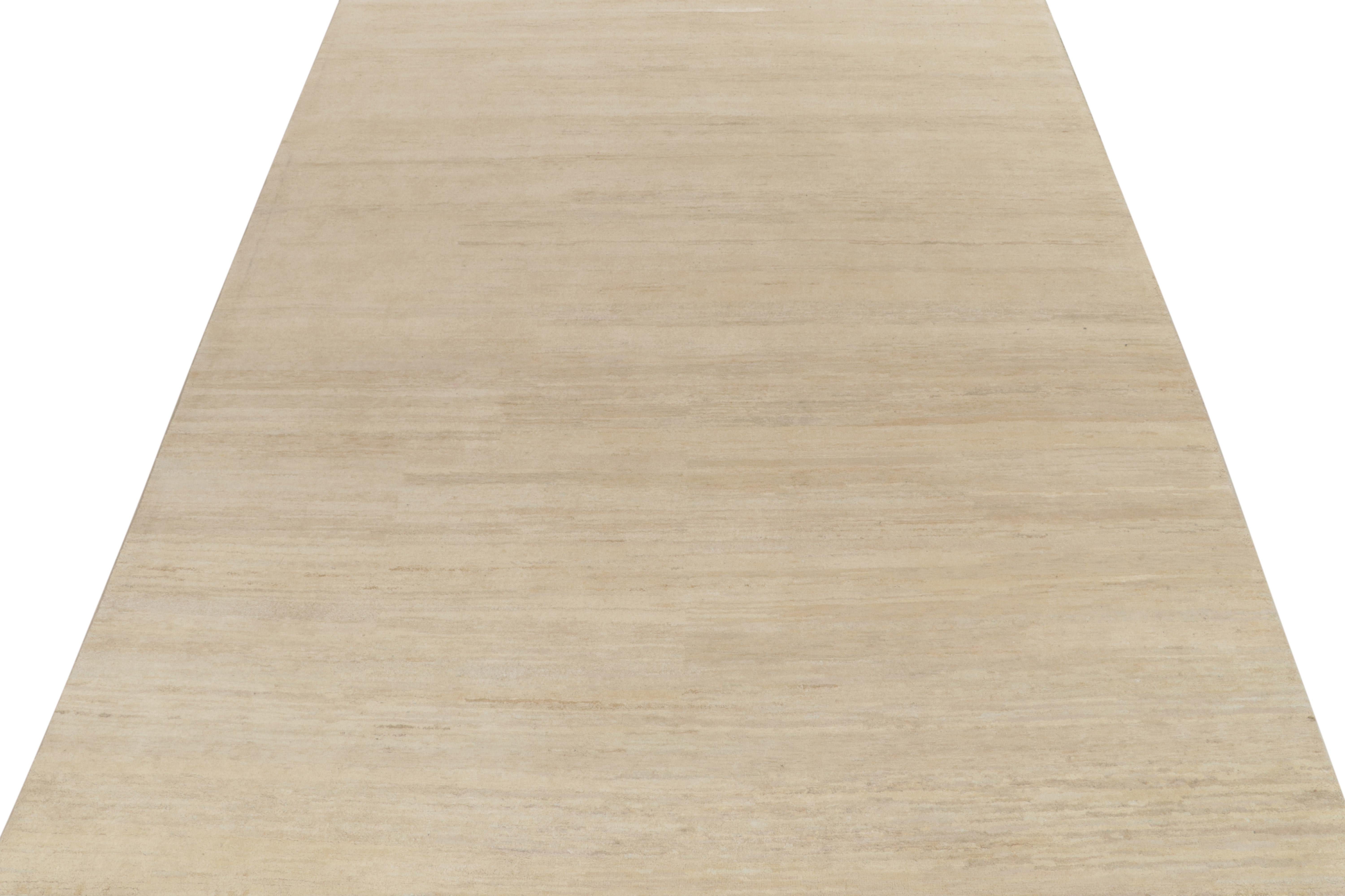 Alfombra contemporánea Rug & Kilim en rayas beige-marrón macizo Moderno en venta