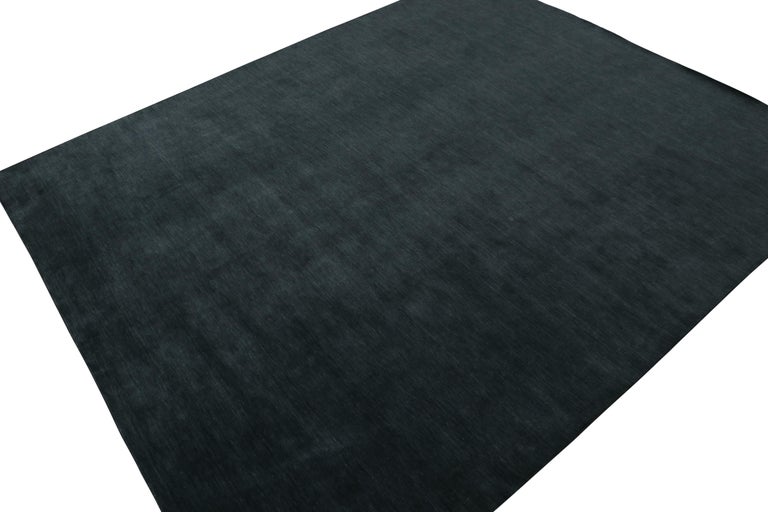 Rug and Kilim’s Contemporary Rug in Solid Black and Dark Gray ...