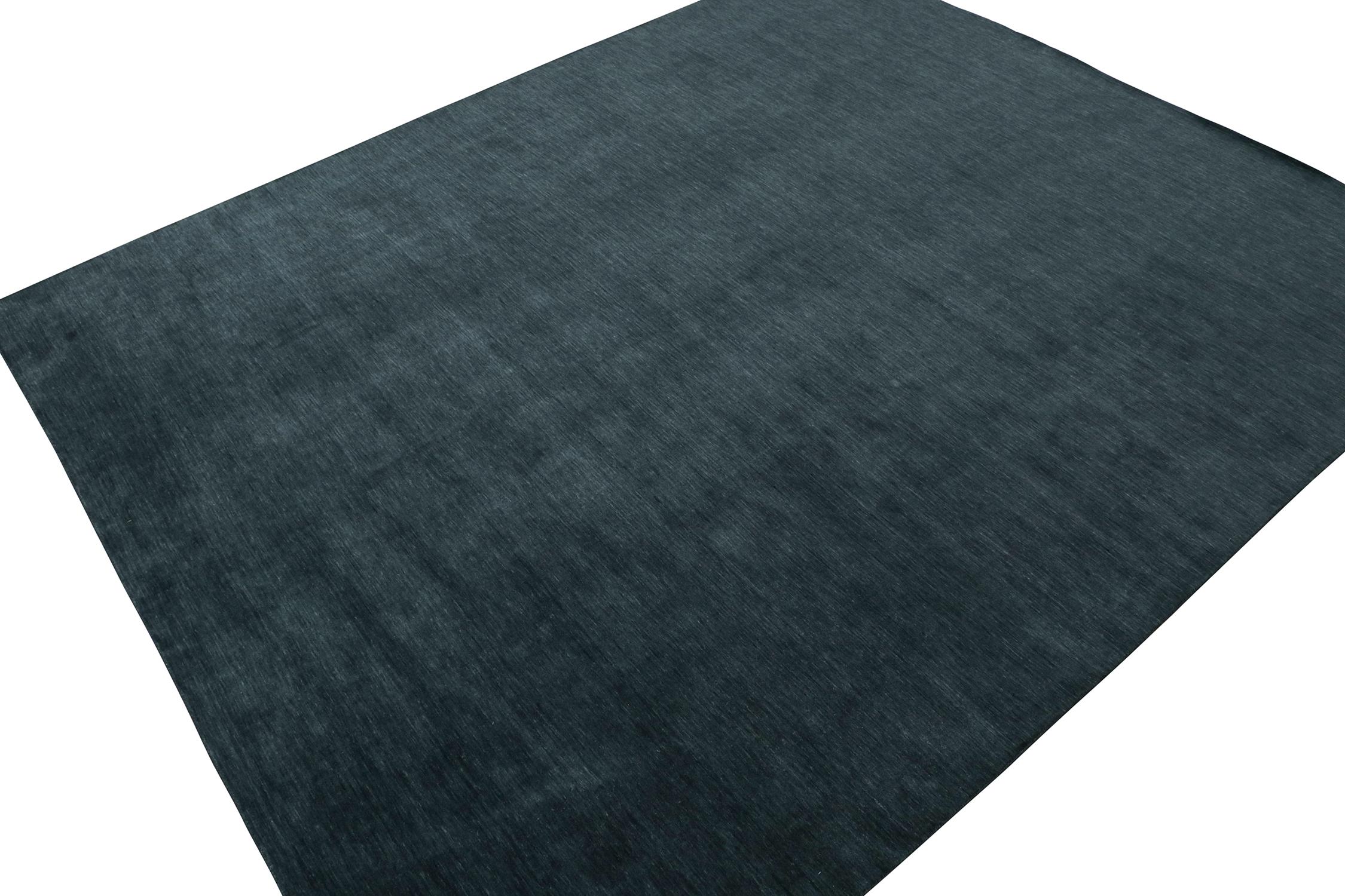 Modern Rug & Kilim’s Contemporary Rug in Solid Black and Dark Gray Undertones For Sale