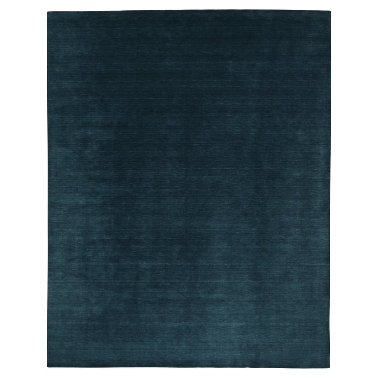 Rug and Kilim’s Contemporary Rug in Solid Blue For Sale at 1stDibs