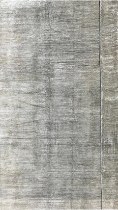 Rug & Kilim’s Contemporary Rug in Solid Gray and Off-White Striae