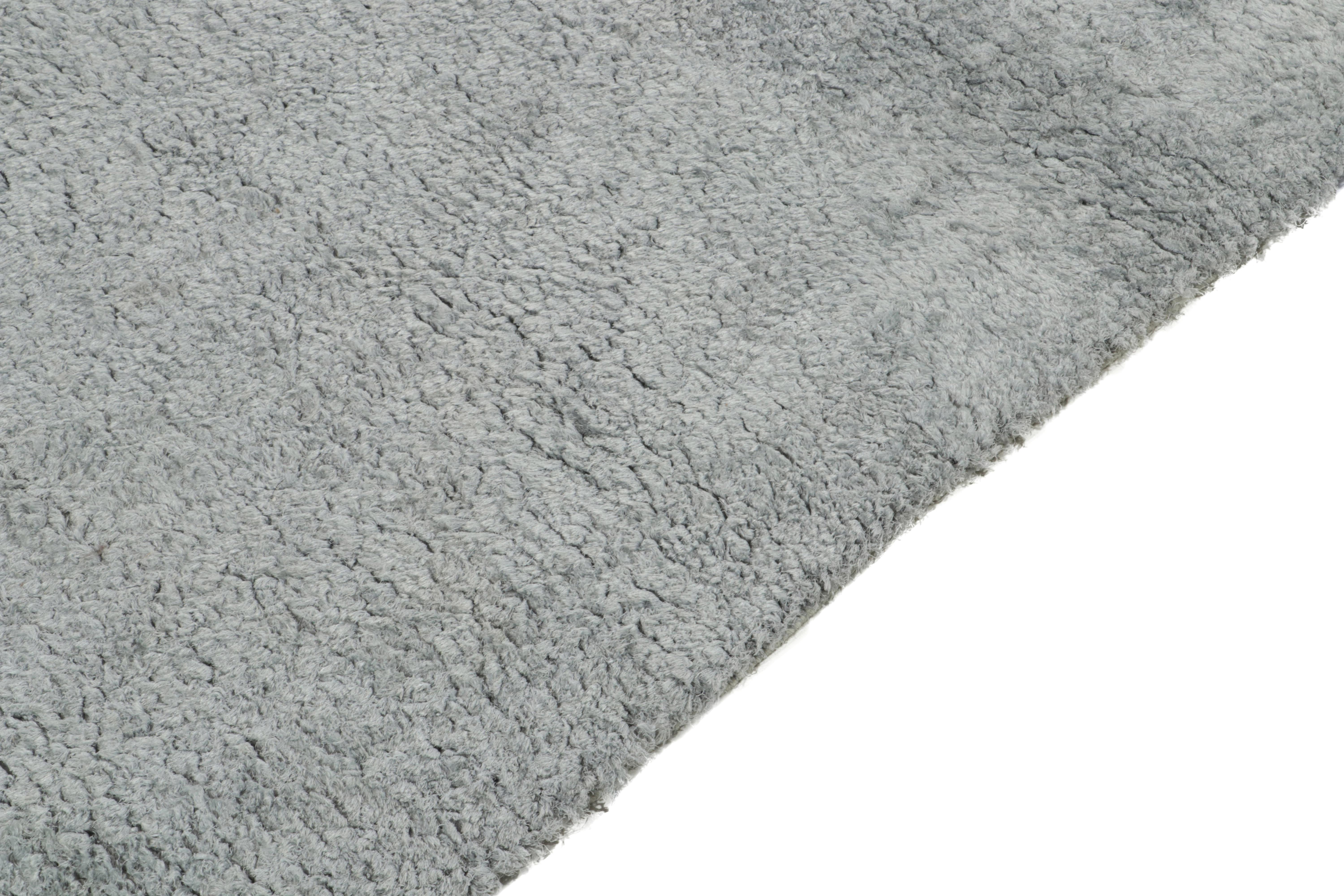 Hand-Knotted Rug & Kilim’s Contemporary Rug in Solid Gray, High Pile For Sale