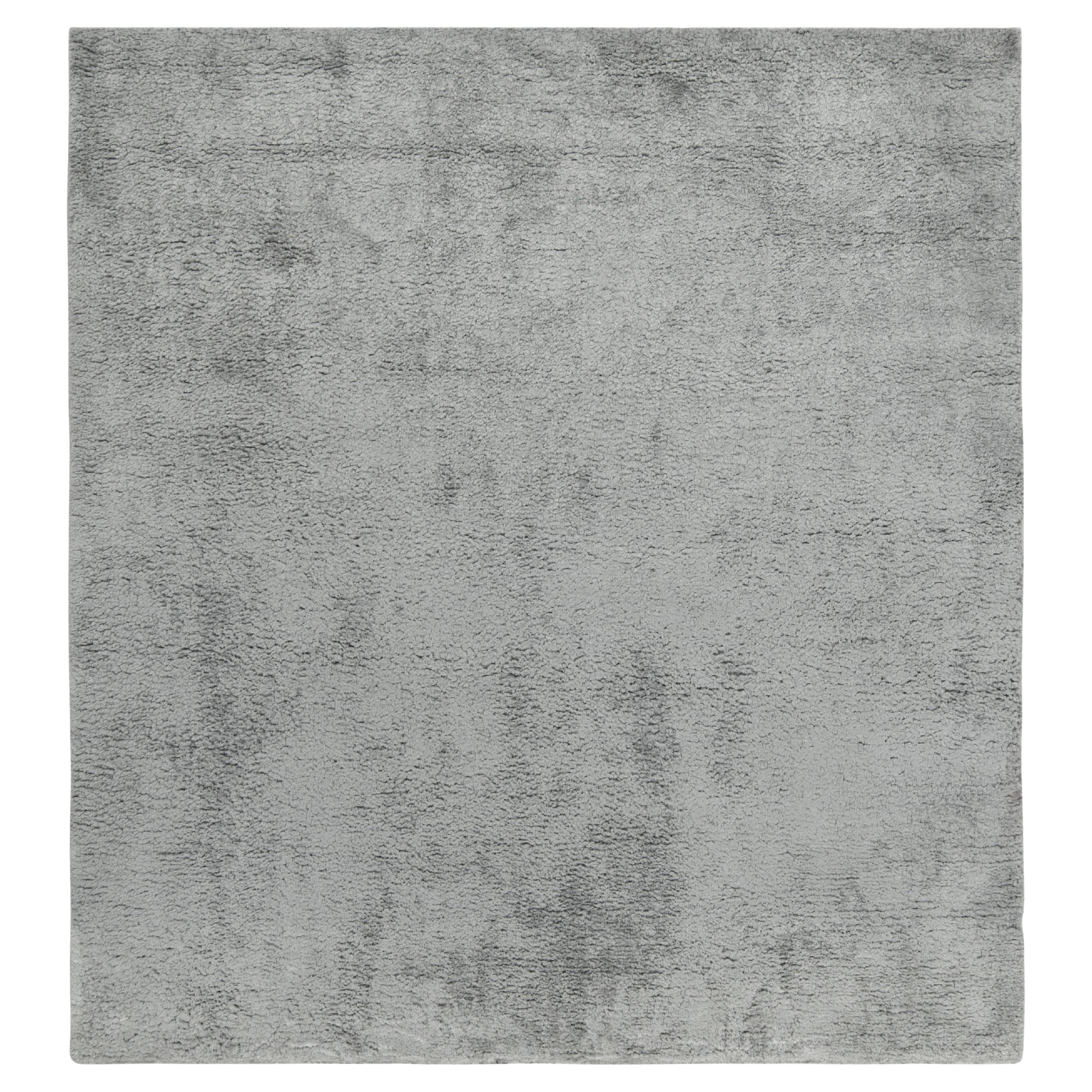 Rug & Kilim’s Contemporary Rug in Solid Gray, High Pile For Sale