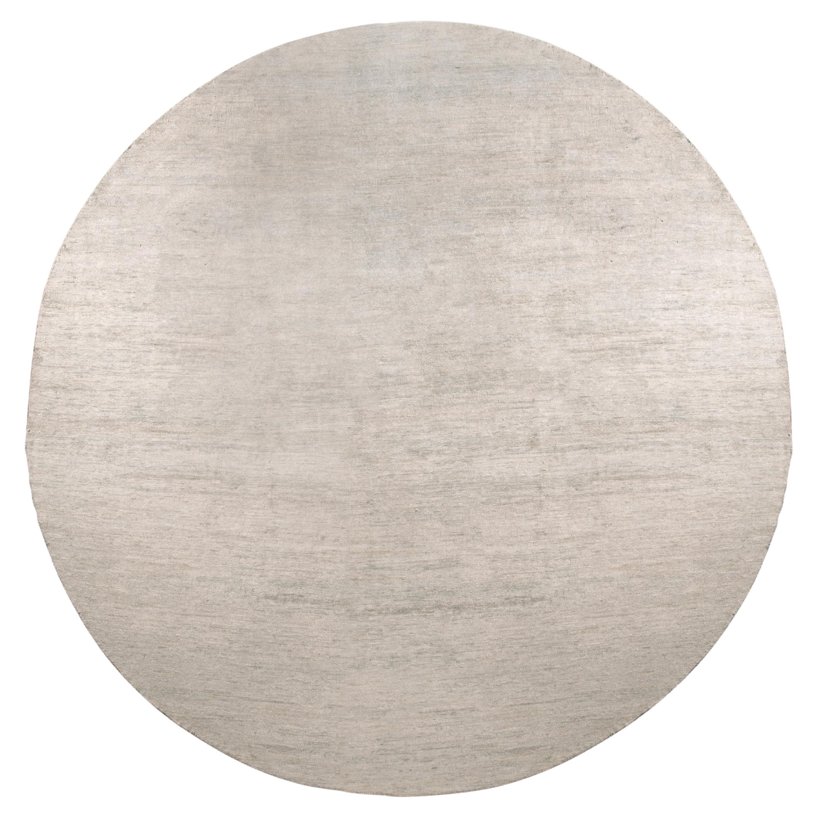 Rug & Kilim’s Texture of Color Custom Circle Rug Design in Solid Grey