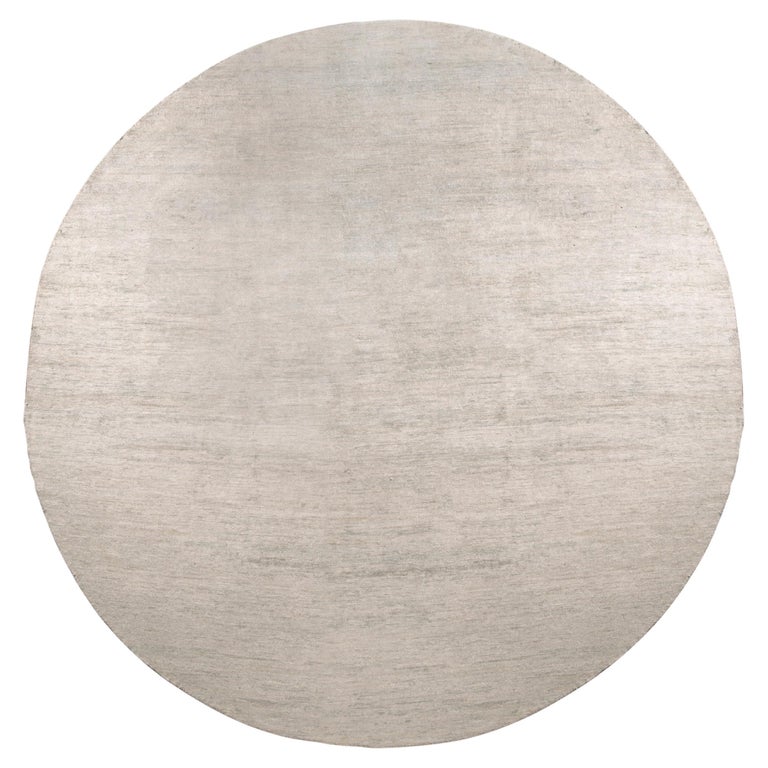 Rug and Kilim’s Texture of Color Custom Circle Rug Design in Solid Grey ...