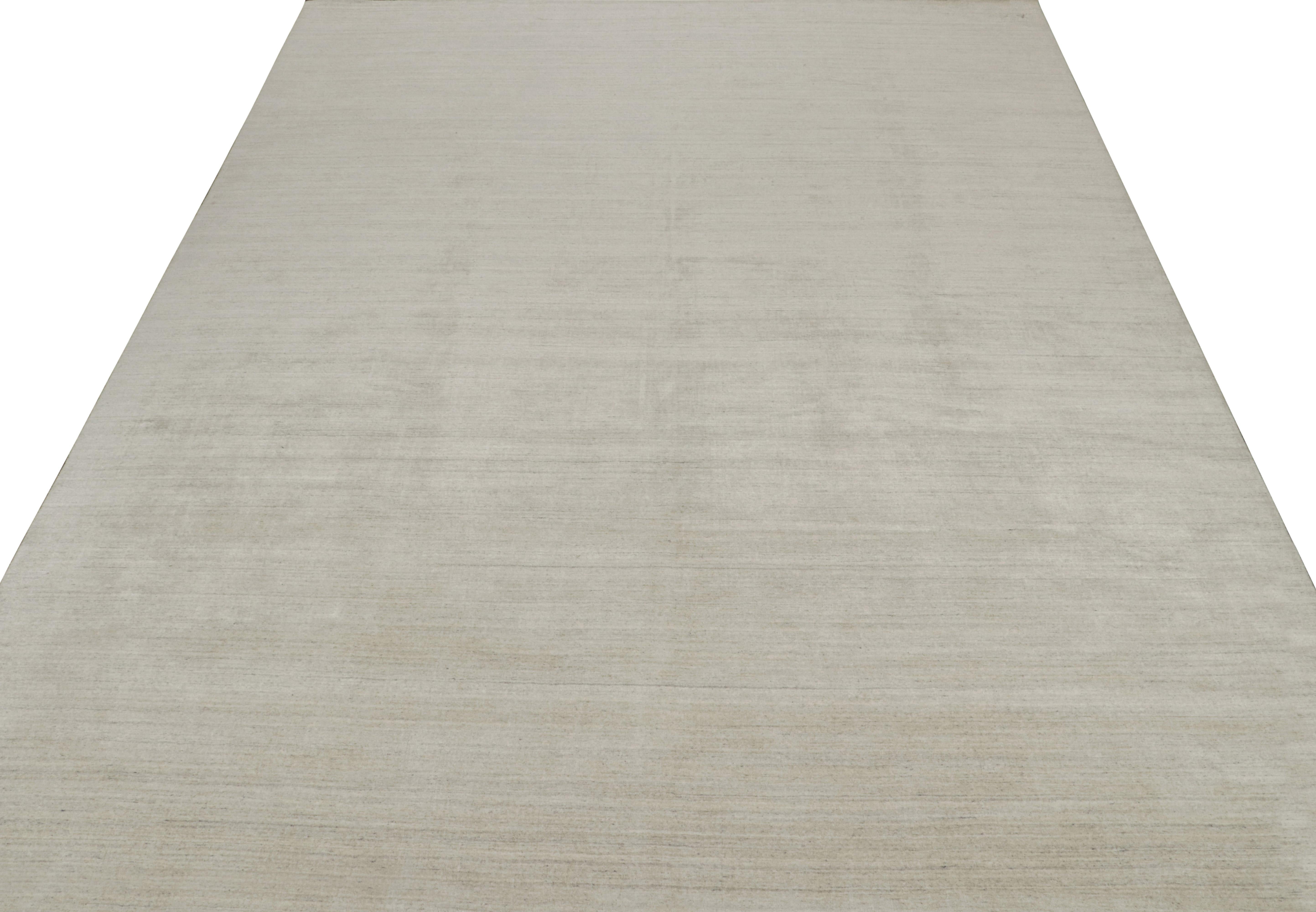 Modern Rug & Kilim’s Contemporary Rug in Solid Grey and Beige Tones For Sale