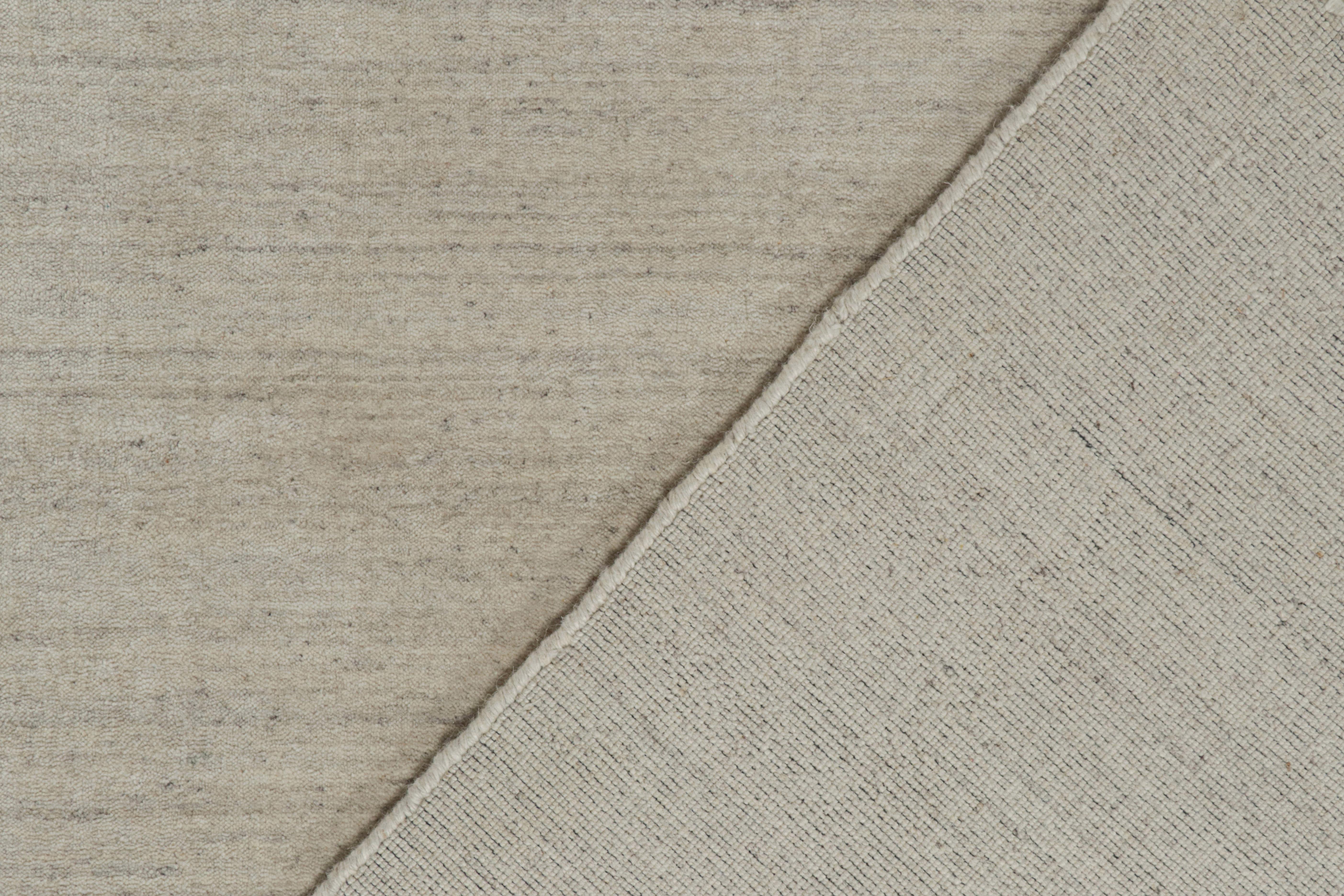 Wool Rug & Kilim’s Contemporary Rug in Solid Grey and Beige Tones For Sale
