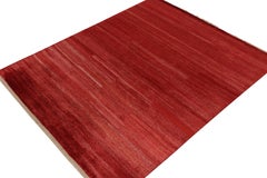 Rug & Kilim’s Contemporary Rug in Solid Red Striations, Plain Piece