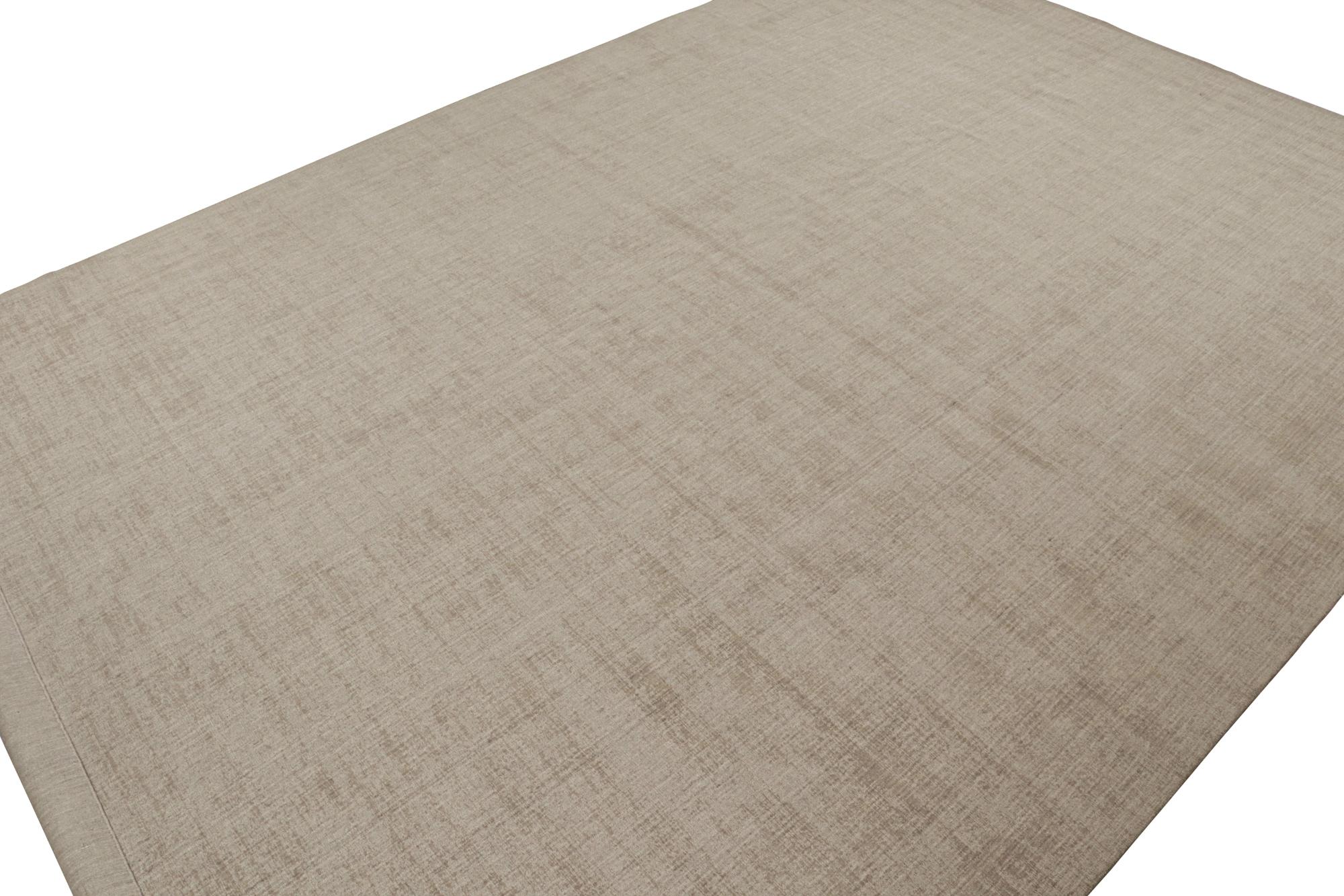 Modern Rug & Kilim’s Contemporary rug in Taupe with Tone-on-Tone Striae For Sale