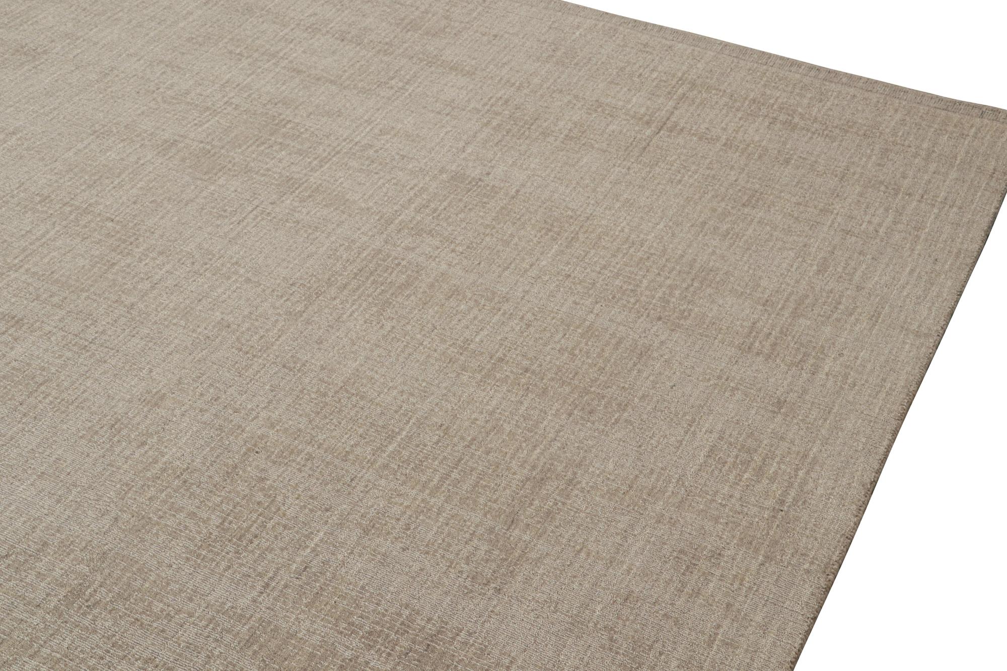 Hand-Knotted Rug & Kilim’s Contemporary rug in Taupe with Tone-on-Tone Striae For Sale