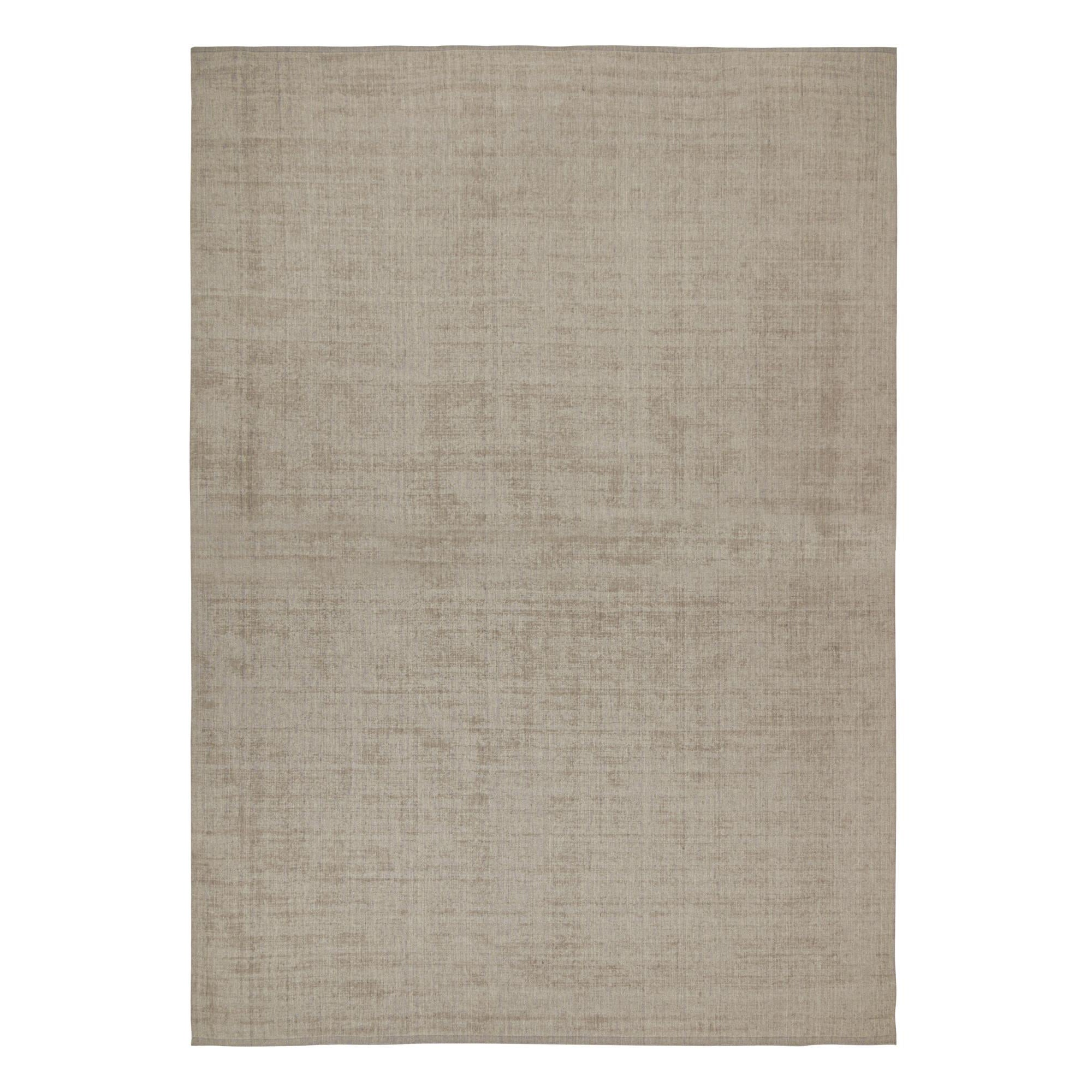 Rug & Kilim’s Contemporary rug in Taupe with Tone-on-Tone Striae For Sale
