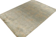 Rug & Kilim’s Contemporary Rug in Teal with Gold Floral Patterns