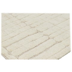 Rug & Kilim’s Contemporary Rug in White with High-Low Geometric Patterns