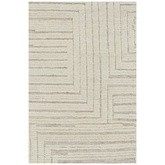Rug & Kilim's Contemporary-Teppich in Weiß mit geometrischen Hoch-Tief-Mustern