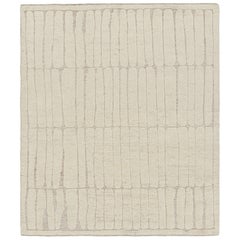Rug & Kilim's Contemporary-Teppich in Weiß mit geometrischen Hoch-Tief-Mustern
