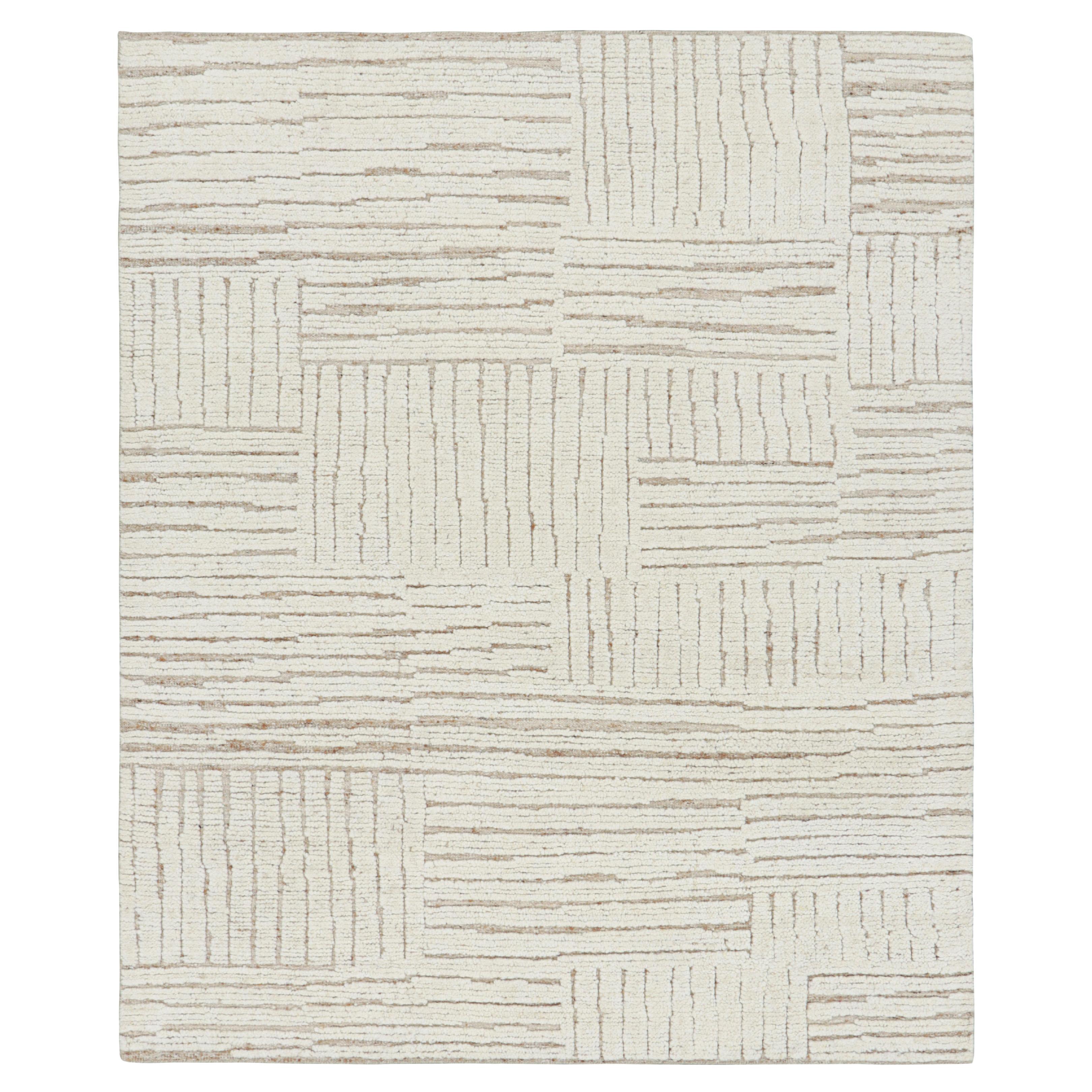 Rug & Kilim's Contemporary-Teppich in Weiß mit geometrischen Hoch-Tief-Mustern