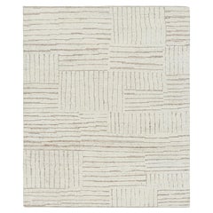 Rug & Kilim's Contemporary-Teppich in Weiß mit geometrischen Hoch-Tief-Mustern