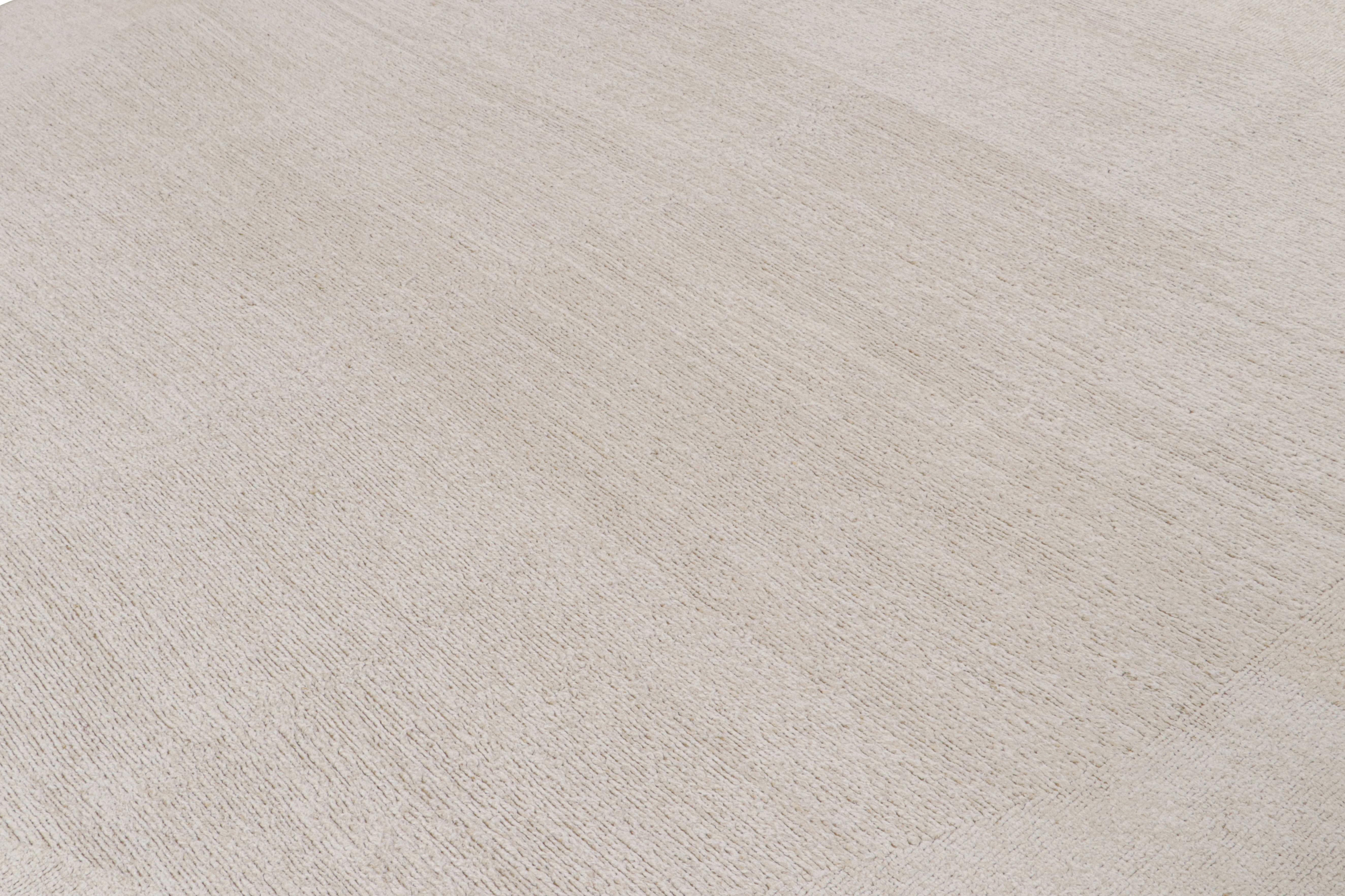 Moderno Rug & Kilim: Tappeto contemporaneo di colore bianco con sottile motivo a cerchi - 