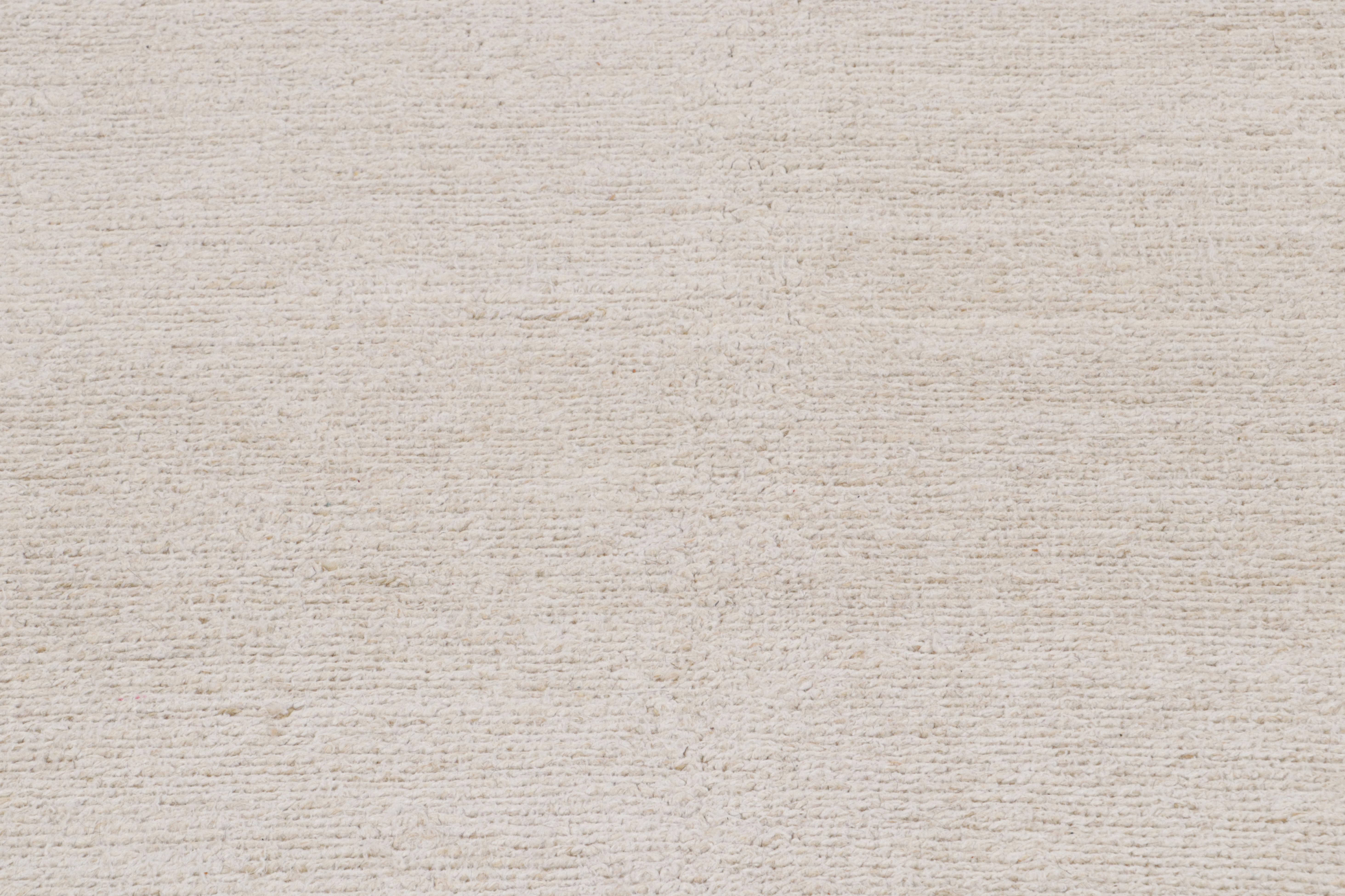 Annodato a mano Rug & Kilim: Tappeto contemporaneo di colore bianco con sottile motivo a cerchi - 
