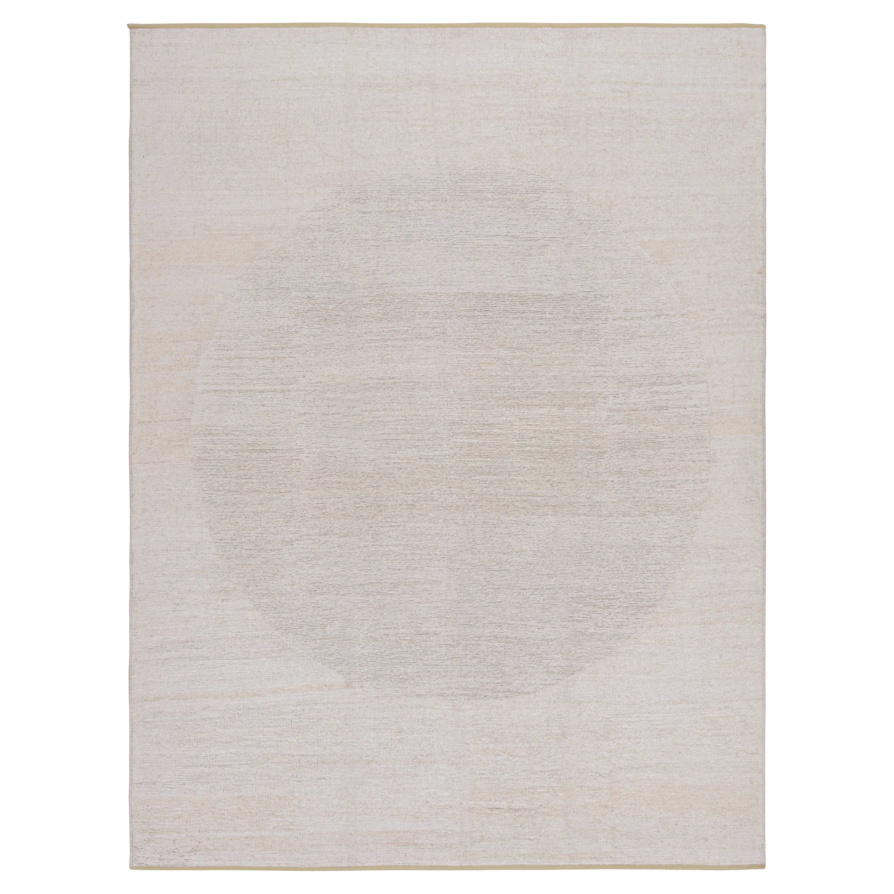 Rug & Kilim's Contemporary Teppich in Weiß mit dezentem Kreis-Muster - Harmony im Angebot