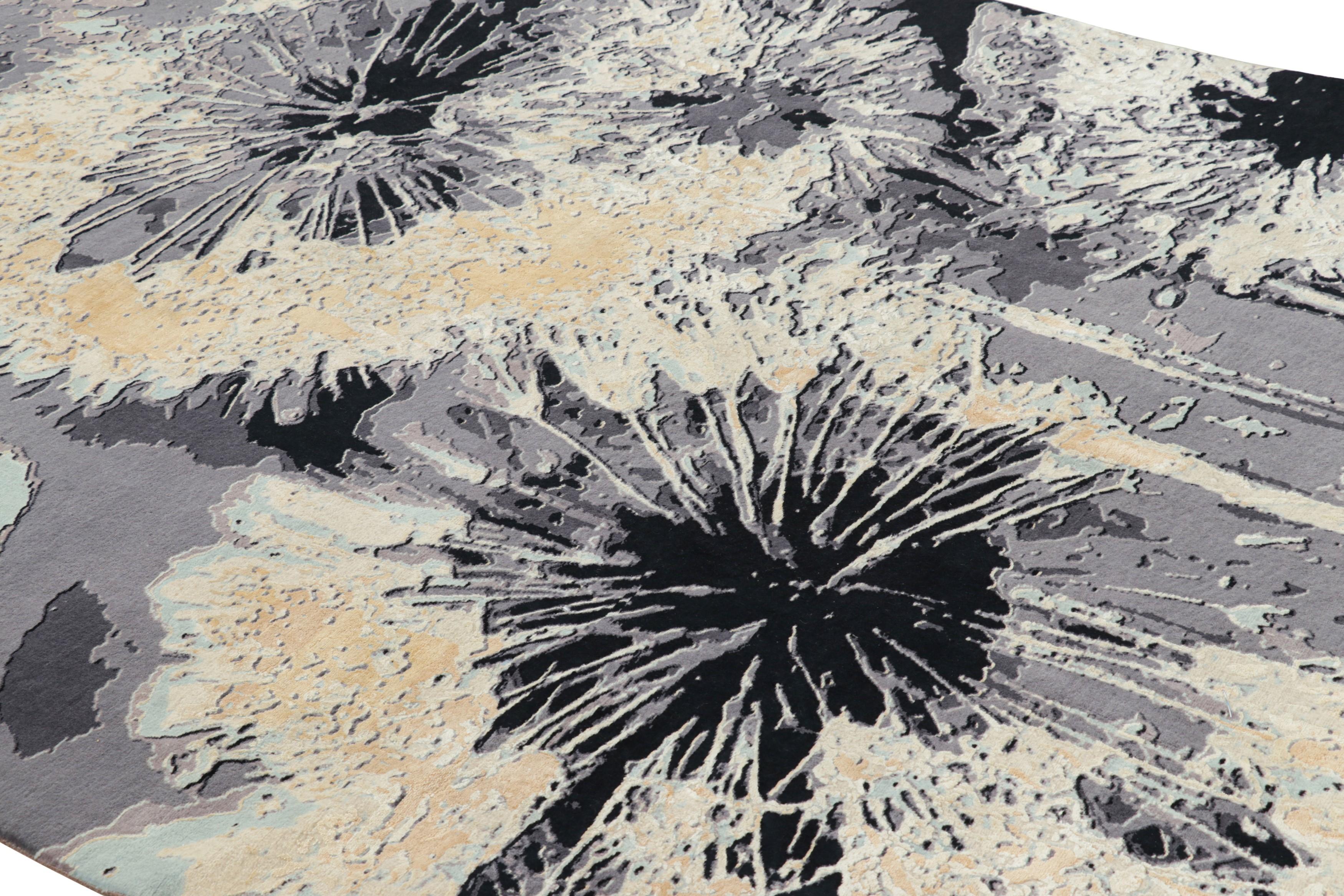 Questo tappeto 7x10 in lana annodata a mano rappresenta una nuova e audace linea della Rug & Kilim's Modern Collection, una serie di tappeti contemporanei in una delle nuove qualità più lussuose e con un alto numero di nodi, realizzati da uno dei