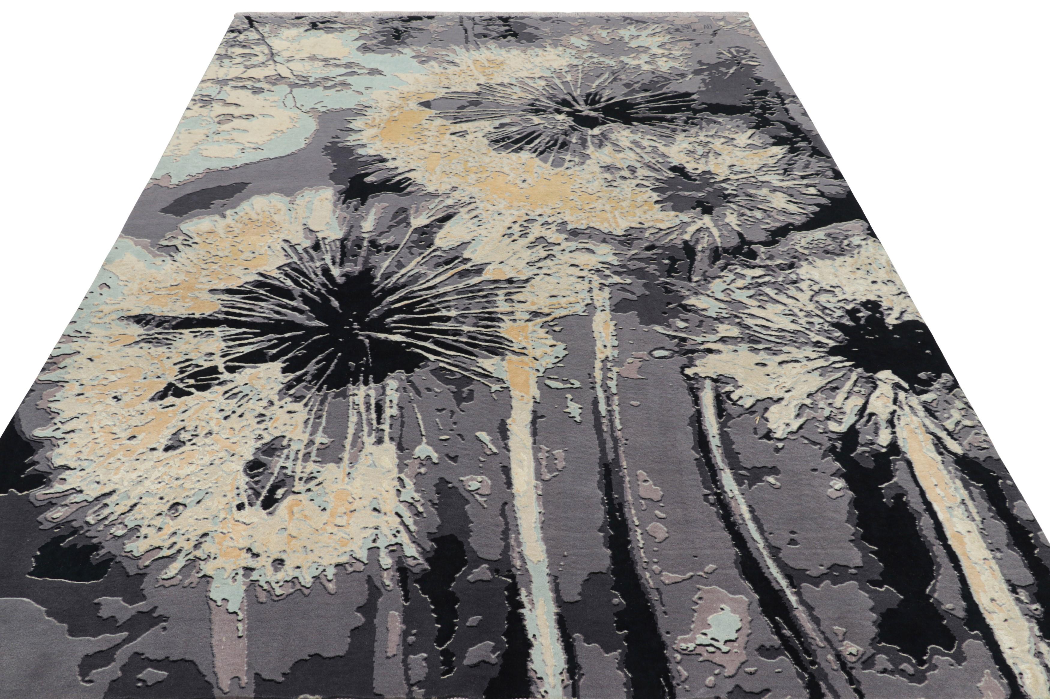 Indiano Rug & Kilim - Tappeto contemporaneo in grigio con motivo floreale astratto 