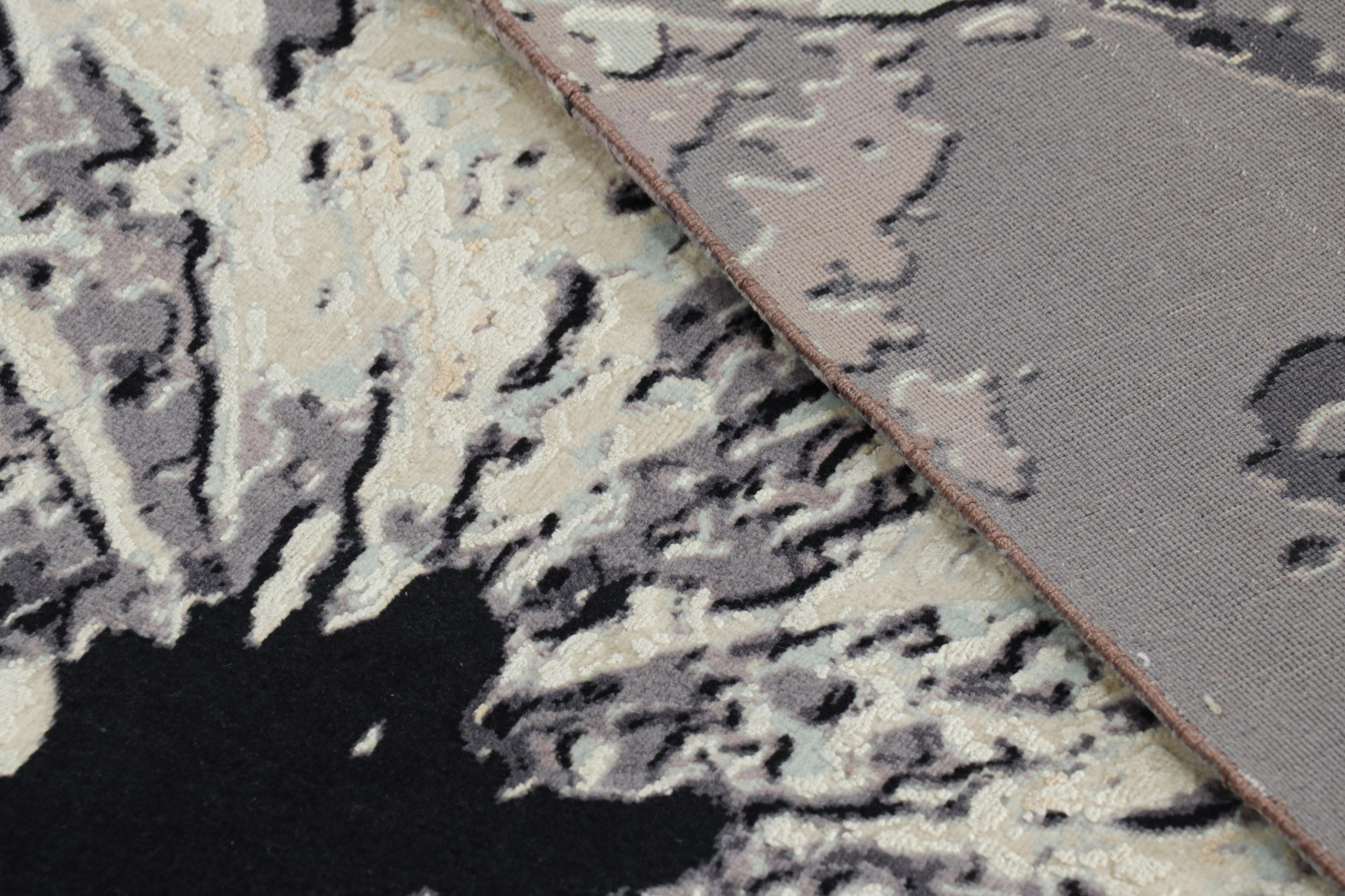Lana Rug & Kilim - Tappeto contemporaneo in grigio con motivo floreale astratto 