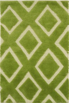 Alfombra contemporánea de Rug & Kilim con motivos de rombos en verde y beige