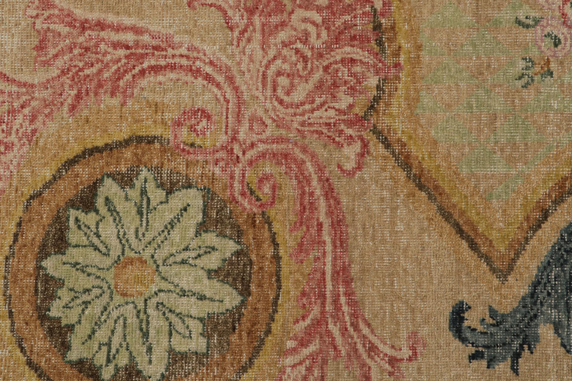 Rug & Kilim's Contemporary Teppich mit Blumenmustern in Grün, Blau und Rosa im Zustand „Neu“ im Angebot in Long Island City, NY
