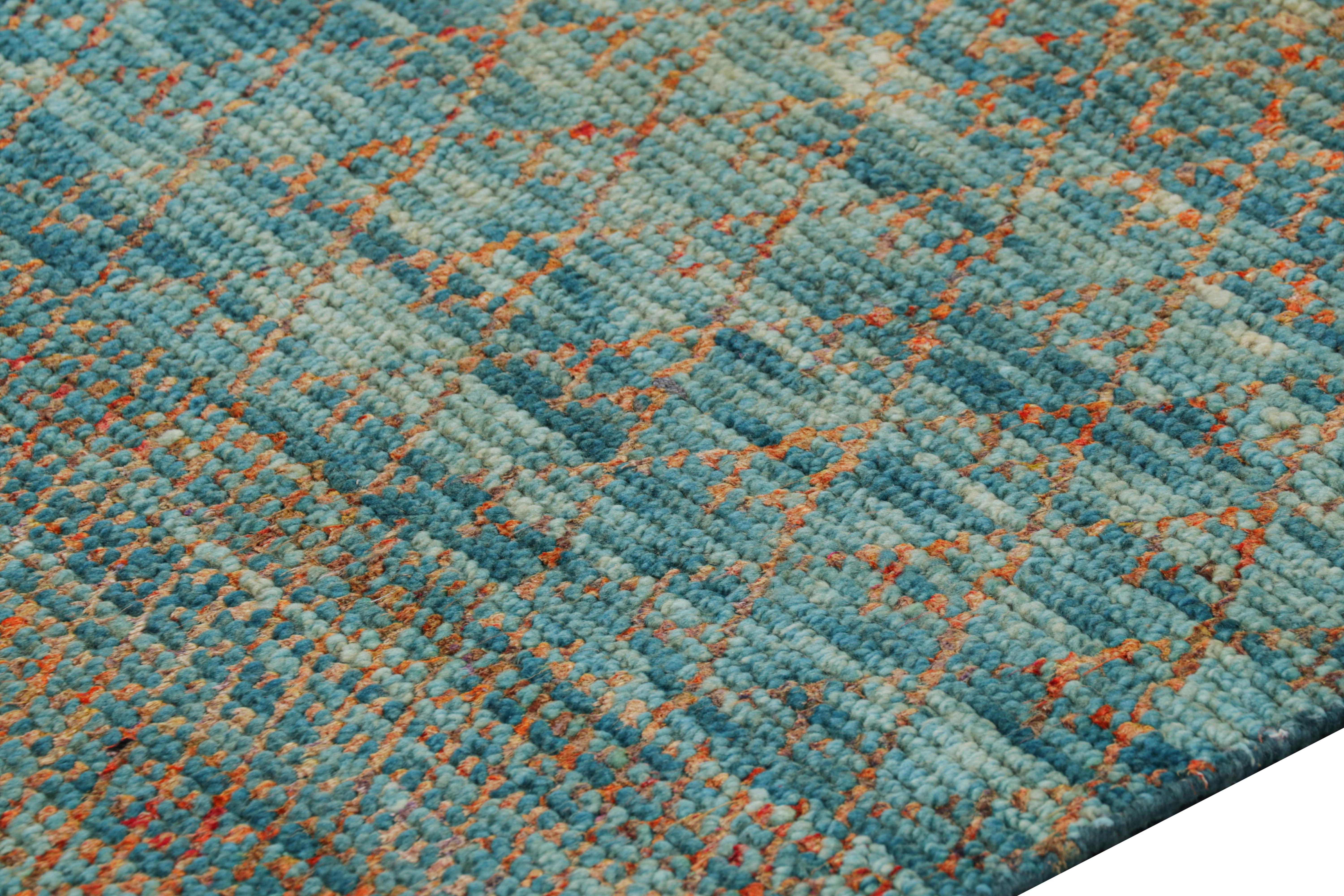 Modern Rug & Kilim’s Contemporary Rug with Polychromatic Stripes and Geometric Patterns For Sale