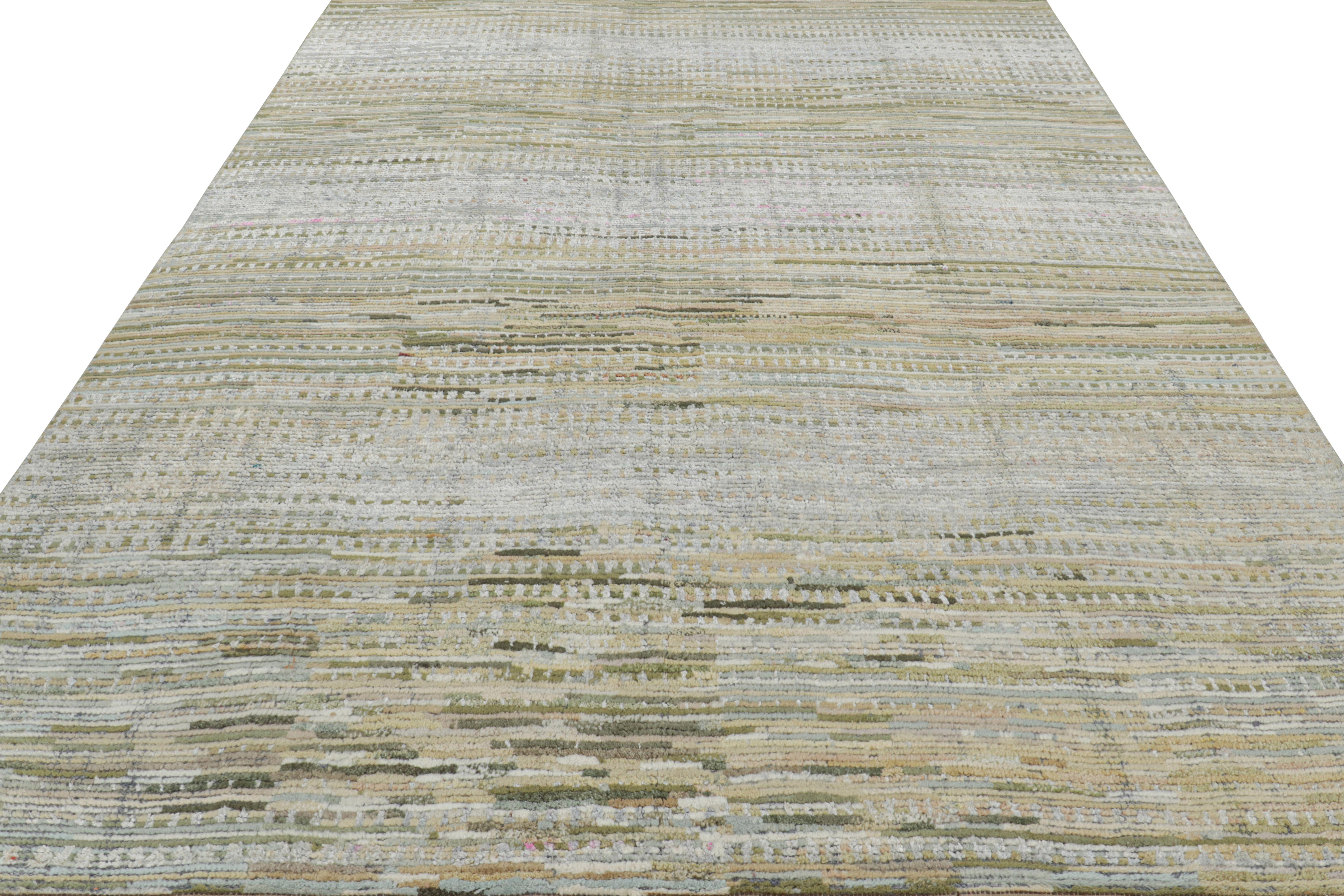 Rug & Kilim's Contemporary Teppich mit polychromen Streifen und geometrischen Mustern (Indisch) im Angebot