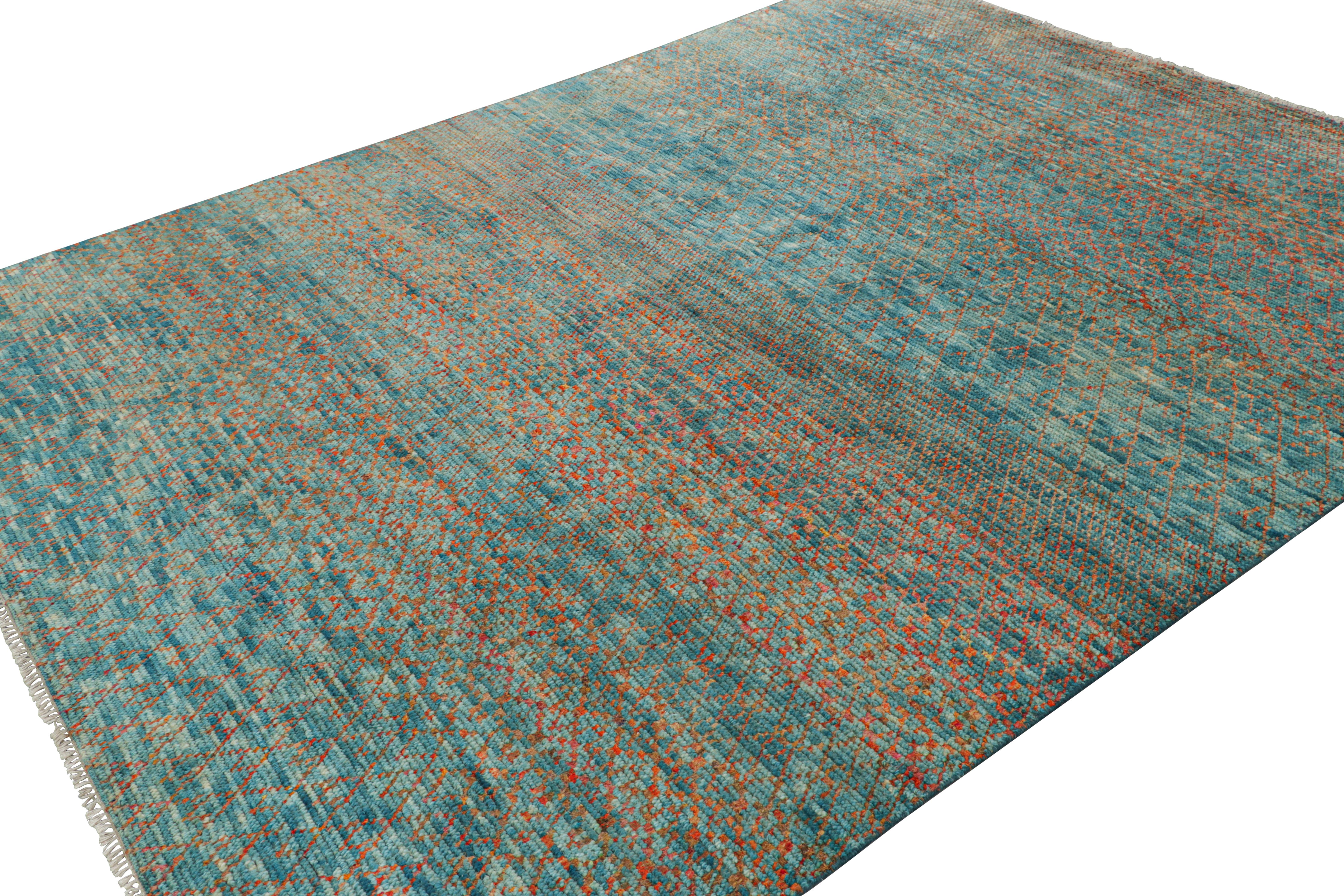 Hand-Knotted Rug & Kilim’s Contemporary Rug with Polychromatic Stripes and Geometric Patterns For Sale