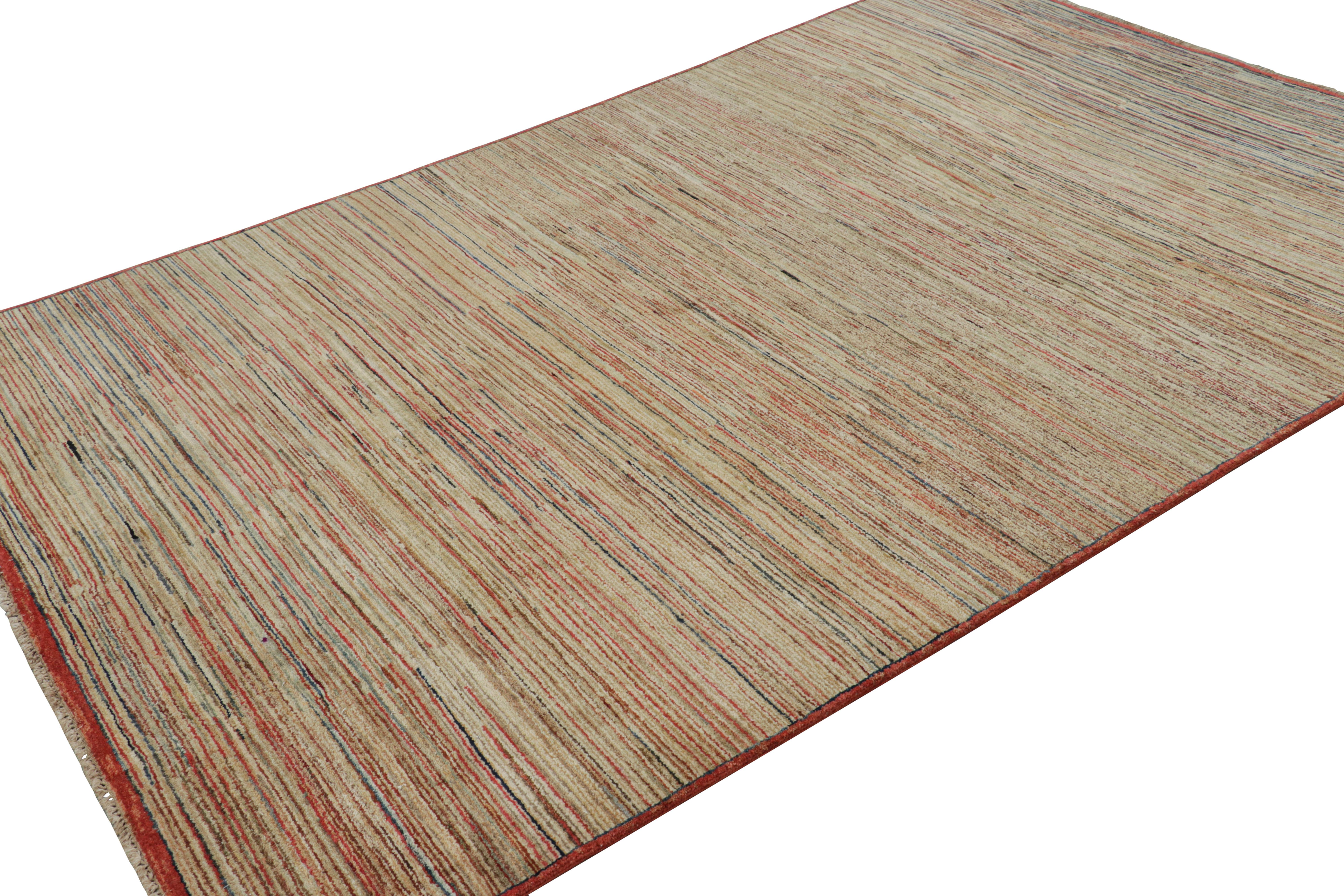 Rug & Kilim's Contemporary Teppich mit polychromen Streifen und Schlieren (Handgeknüpft) im Angebot