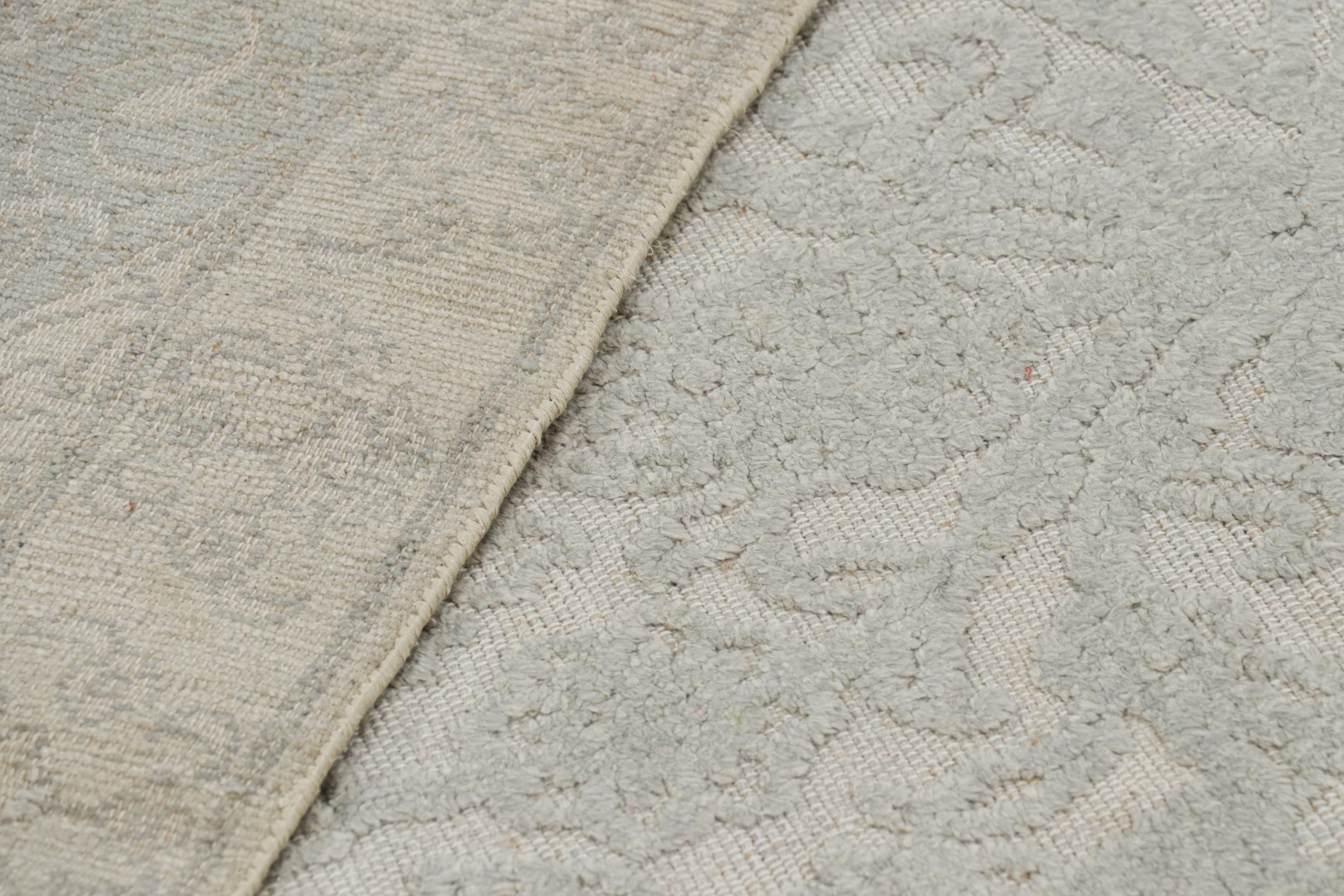 Rug & Kilim's Contemporary Rug with Silver-Gray Floral Patterns For Sale 1