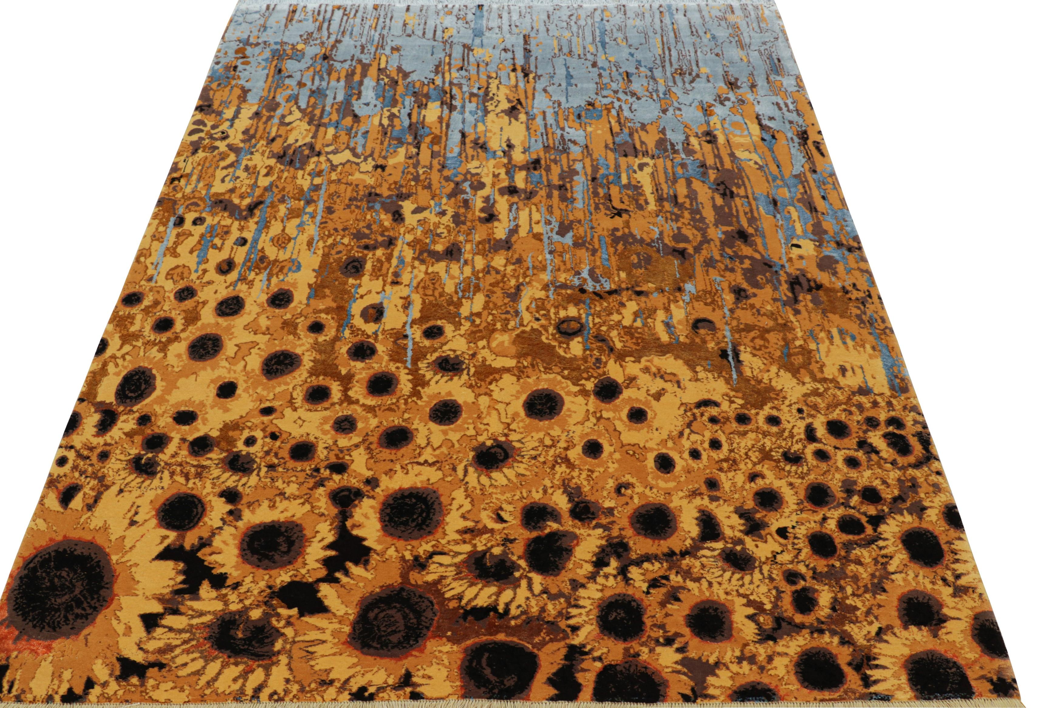 Indien Rug & Kilim's Contemporary Rug With Abstract Floral Pattern Molten Sunflowers (Tapis contemporain avec motif floral abstrait) en vente