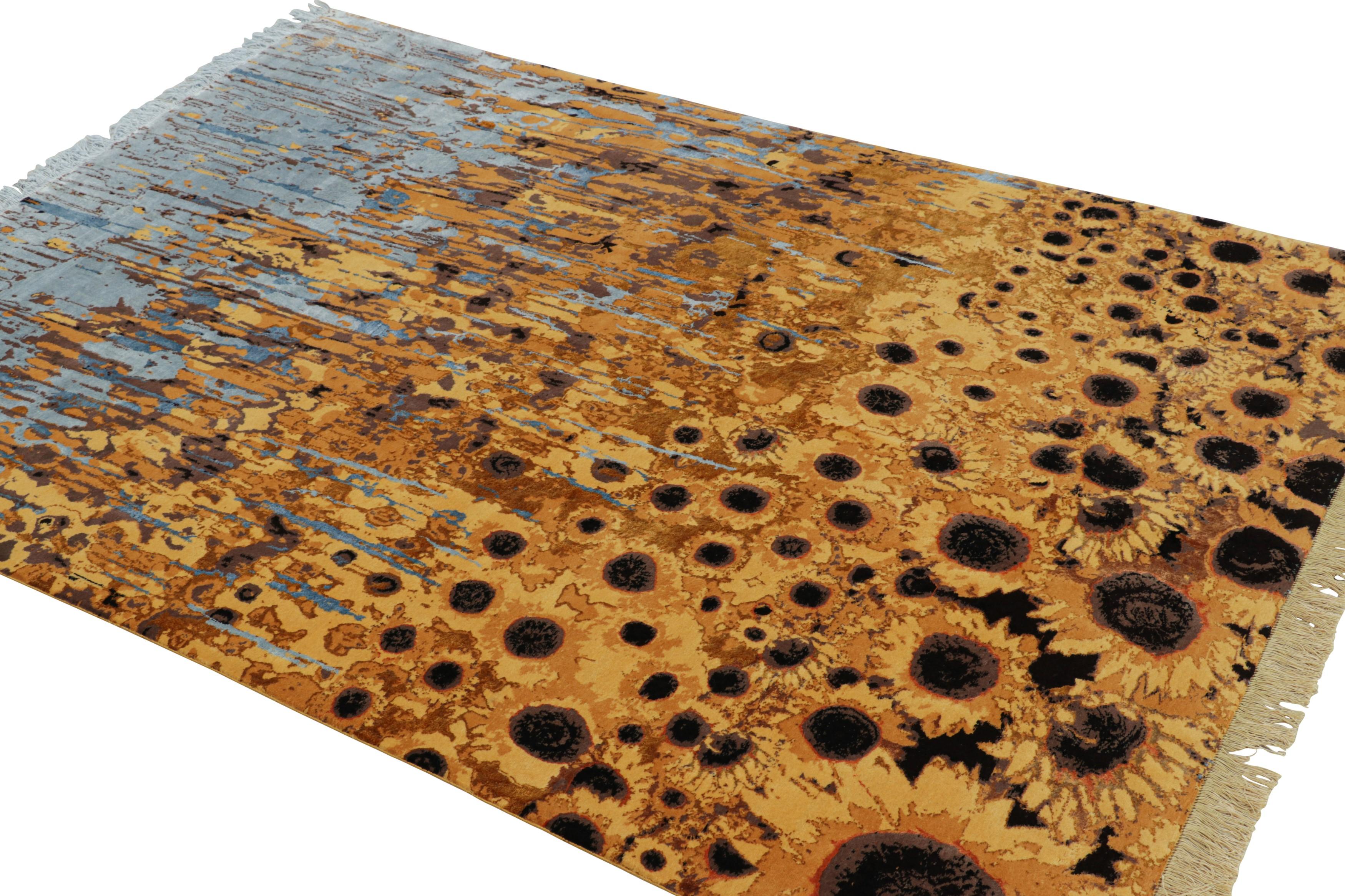 Noué à la main Rug & Kilim's Contemporary Rug With Abstract Floral Pattern Molten Sunflowers (Tapis contemporain avec motif floral abstrait) en vente