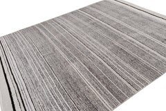 Rug & Kilim’s Contemporary Rug with White and Black Stripes and Gradation “Sky”