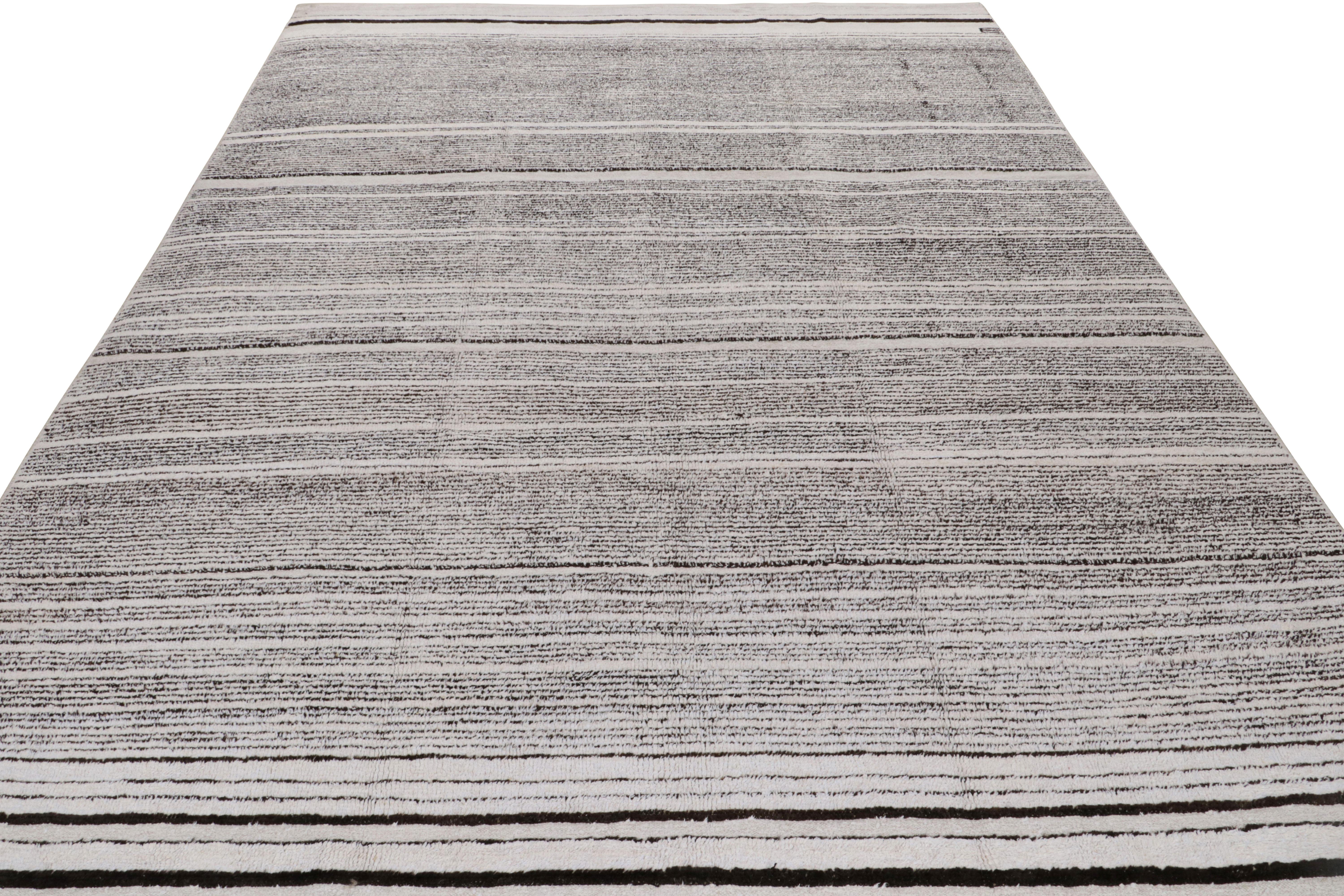 Modern Rug & Kilim’s Contemporary Rug with White and Black Stripes and Gradation “Sky” For Sale