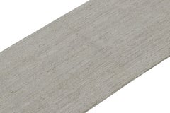 Rug & Kilim’s Contemporary Runner and Textural Rug in Solid Gray Striae
