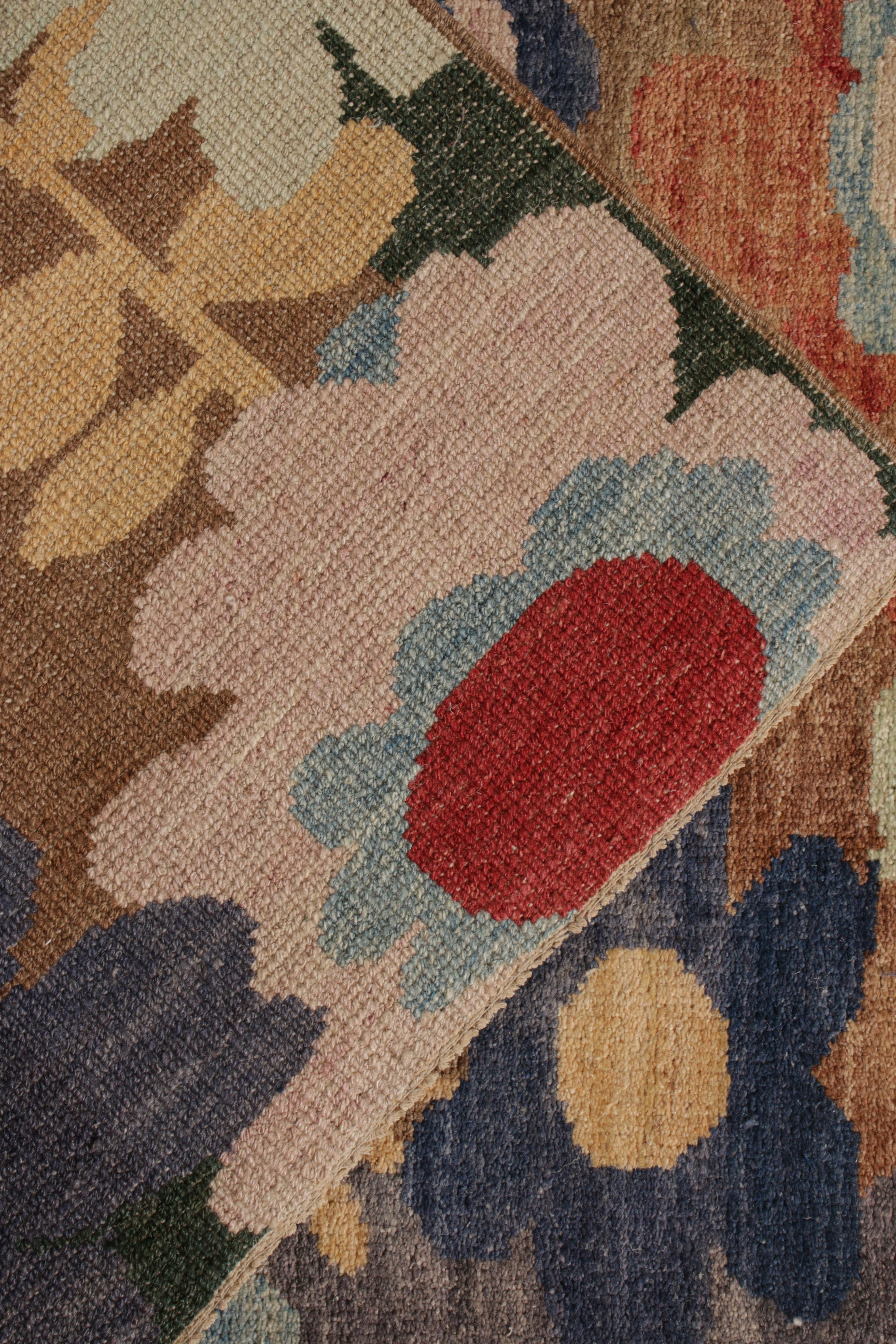 Teppich & Kilims Zeitgenössischer Läufer, Beige Braun mit mehrfarbigem Blumenmuster (Handgeknüpft) im Angebot